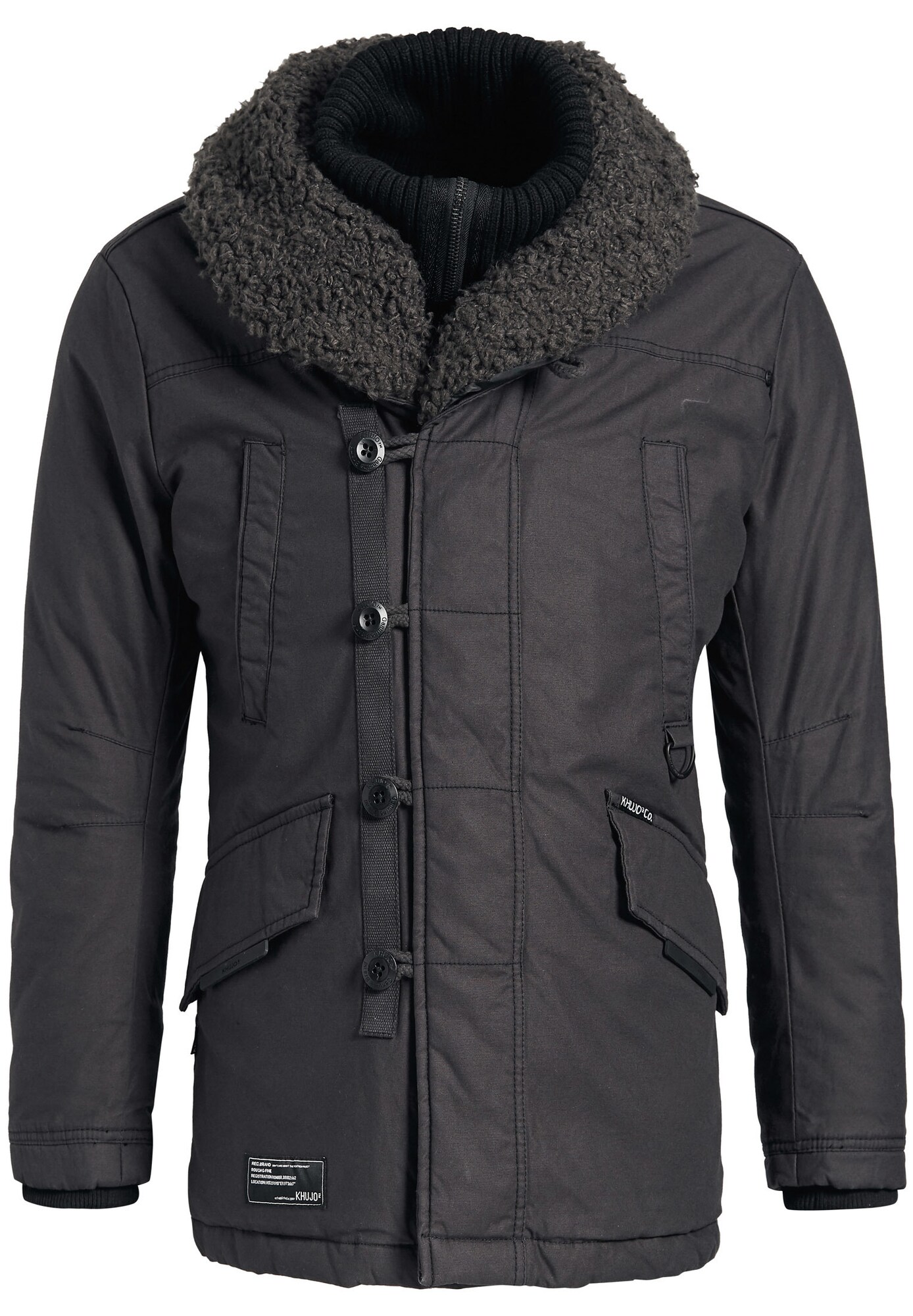 Khujo Heren Winterjas Philo With Inner Jacket Antraciet khujo kopen in de aanbieding