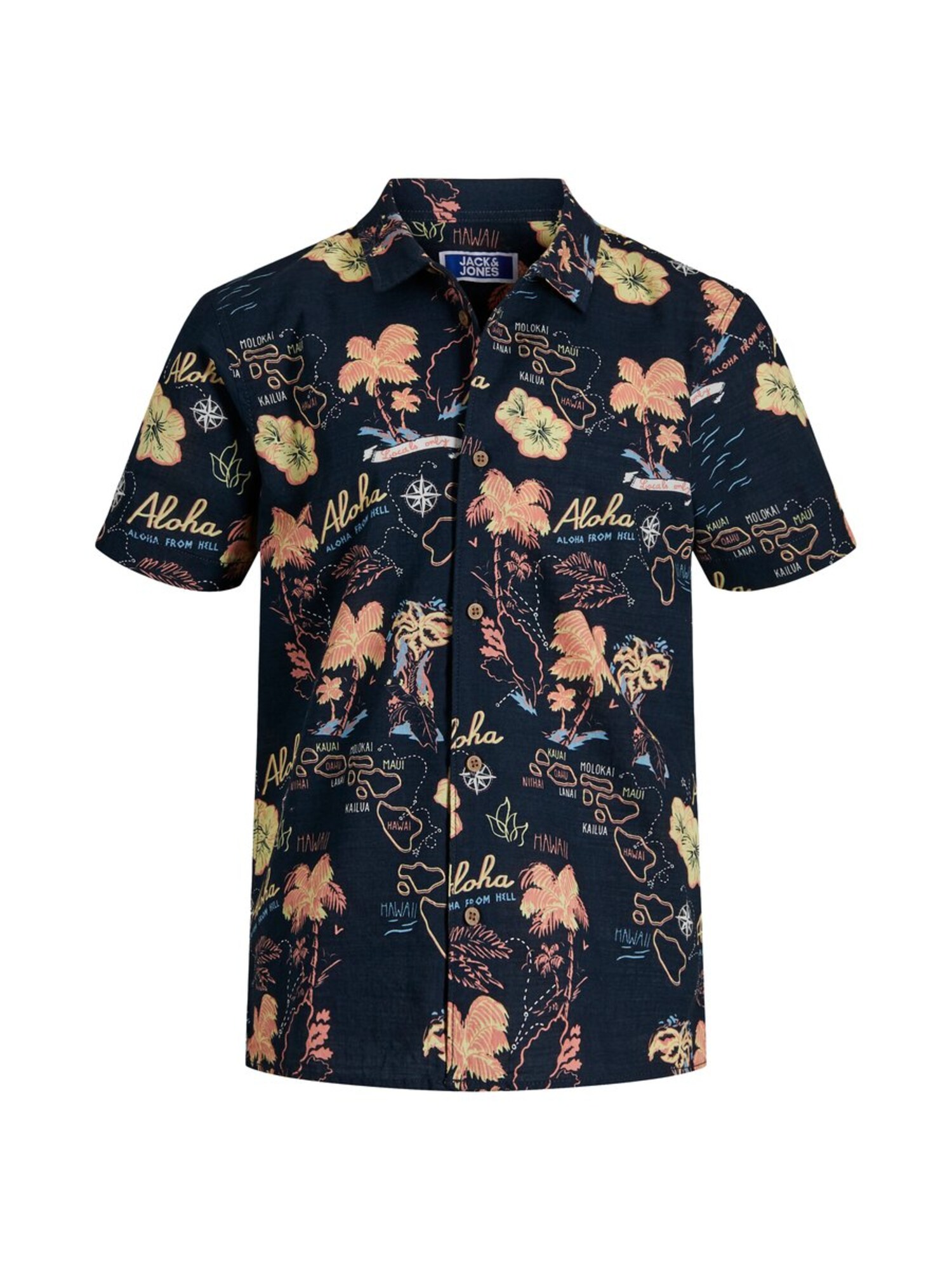 Jack Jones Junior Jongens Overhemd Donkerblauw Gemengde Kleuren jack jones junior kopen in de aanbieding