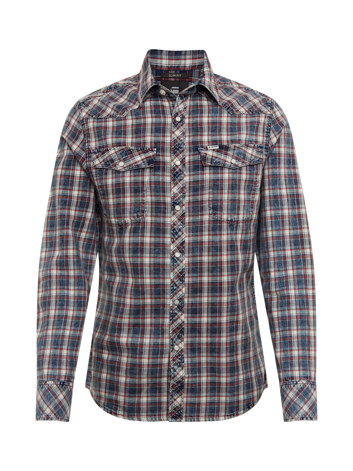 G-Star RAW Dalykiniai marškiniai '3301 slim shirt l\s'  raudona / tamsiai mėlyna / balta