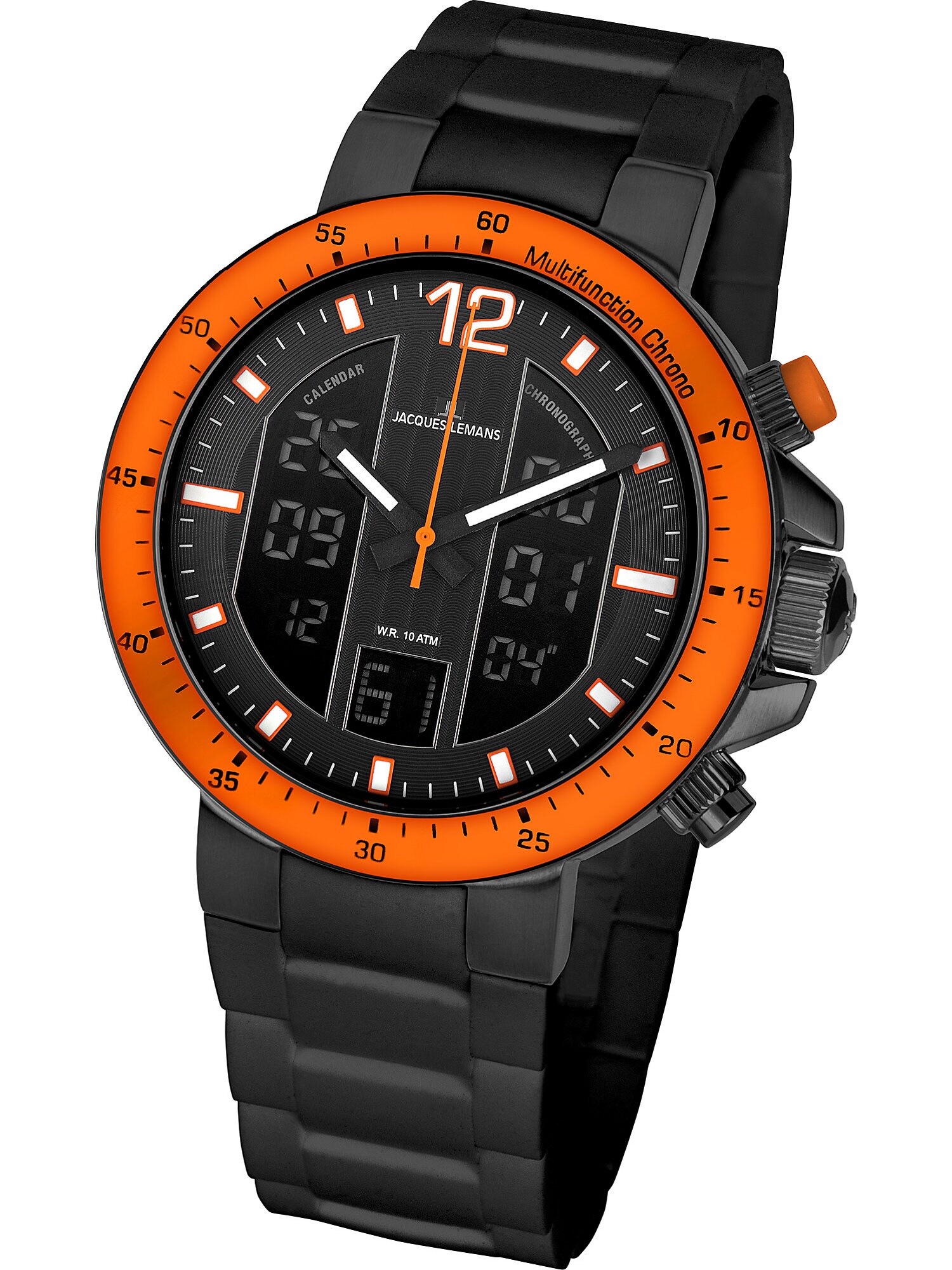 Jacques Lemans Uhr ''''Milano'''' orangerot / schwarz