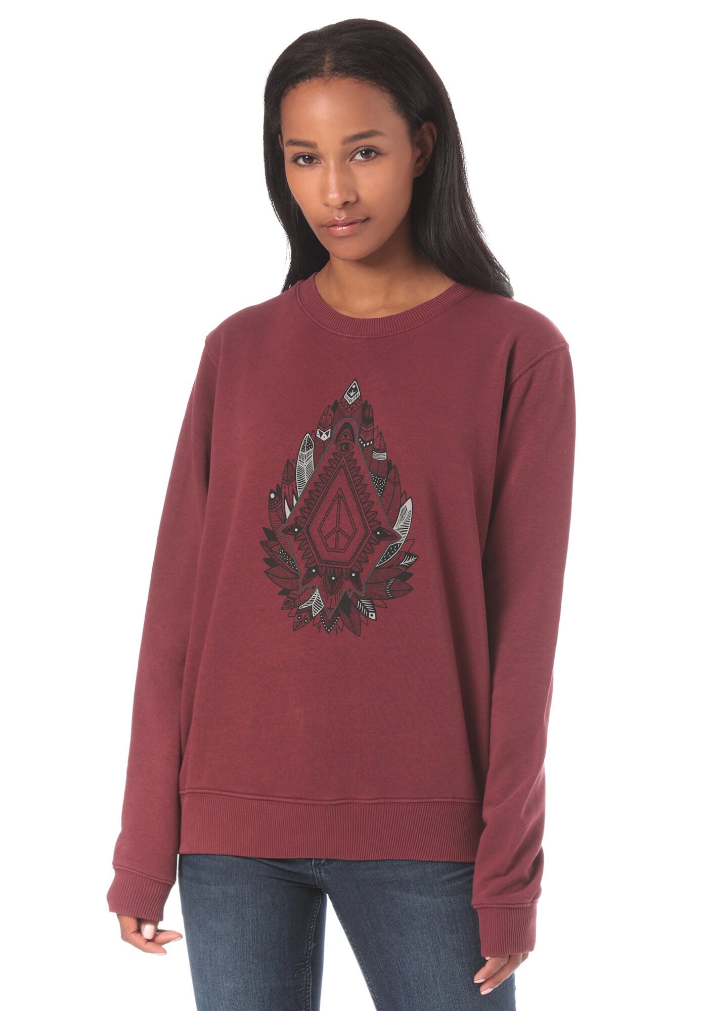 Volcom Dames Sweatshirt Bourgogne volcom kopen in de aanbieding
