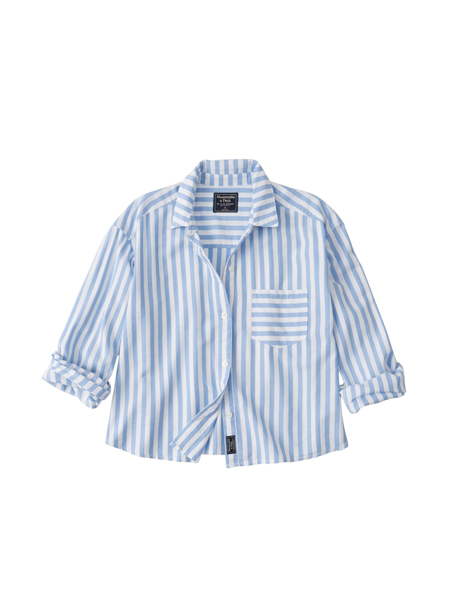 Abercrombie Fitch Dames Blouse Sb19 Cutoff Preppy Shirt Blauw Wit abercrombie fitch kopen in de aanbieding