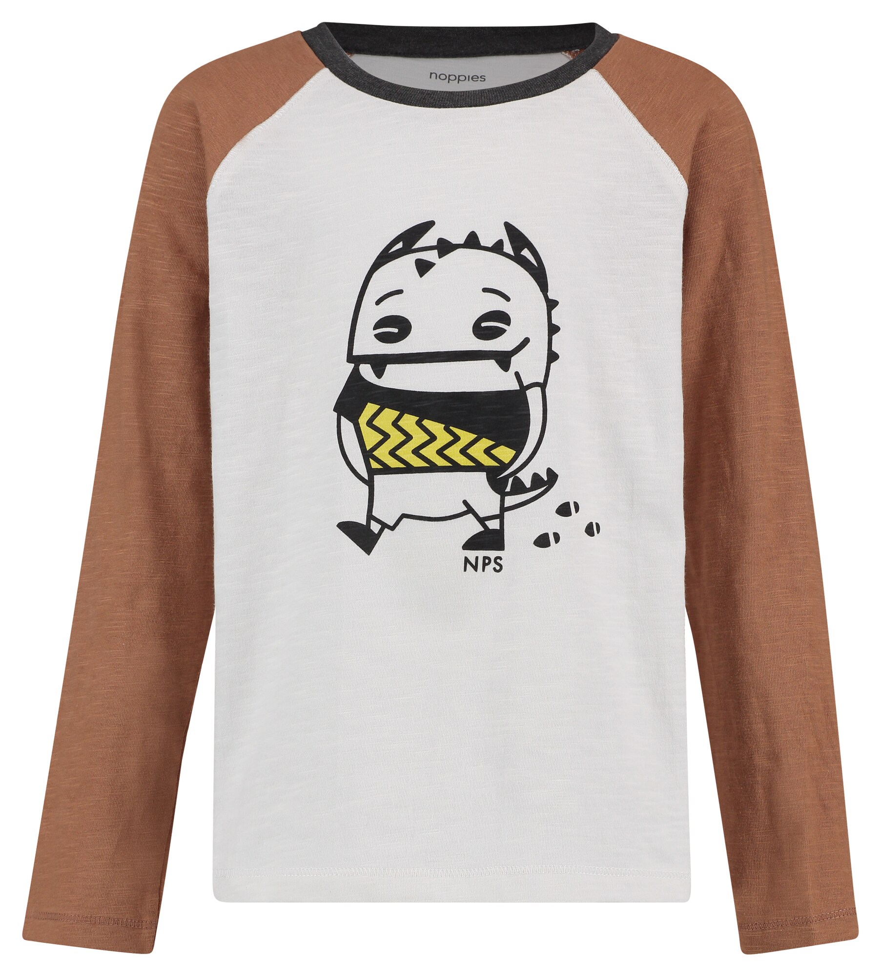 Noppies Jongens Shirt Pitman Karamel Zwart Wit noppies kopen in de aanbieding