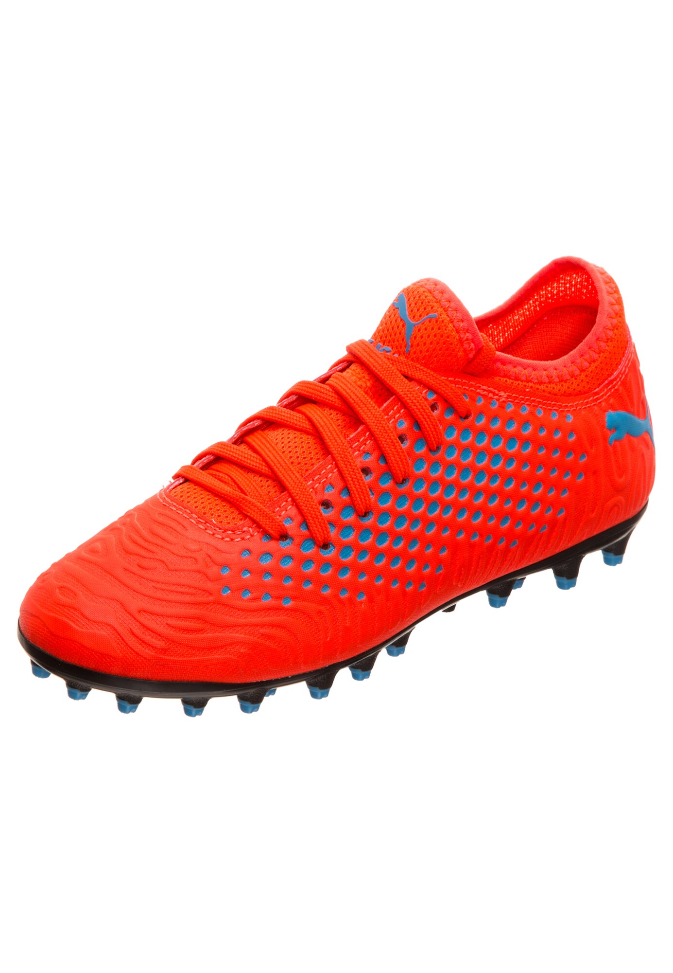 Puma Jongens Sportschoen Future 194 Mg Neonblauw Oranjerood puma kopen in de aanbieding