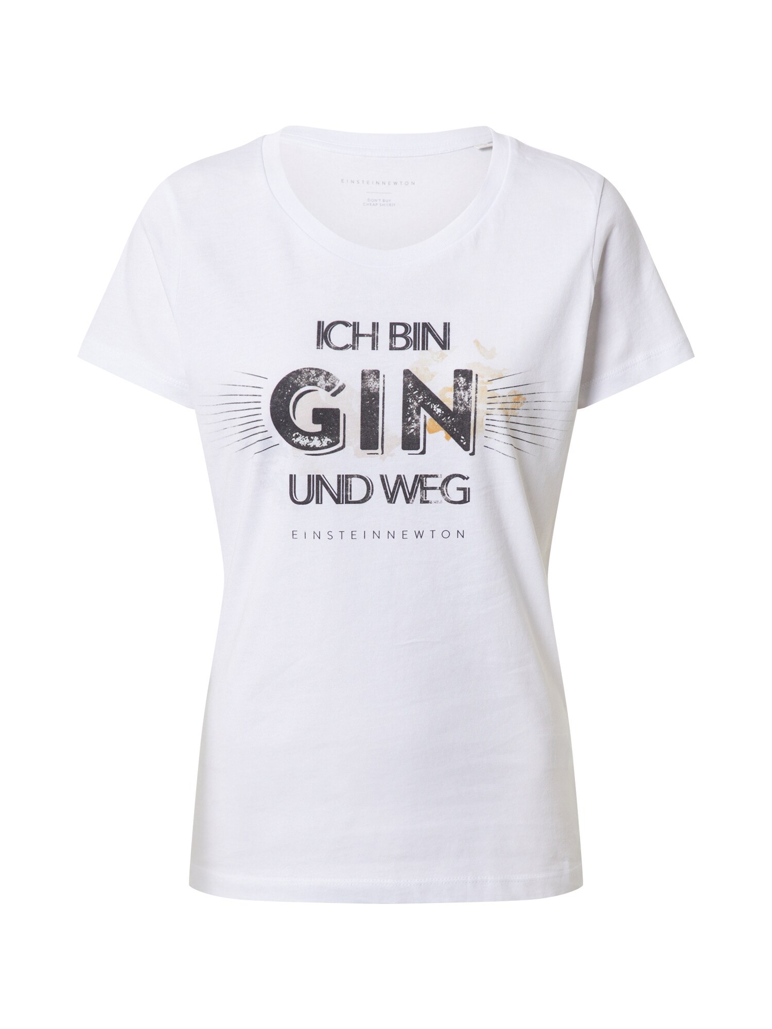 EINSTEIN & NEWTON Marškinėliai 'Gin Weg'  auksas / balkšva / juoda
