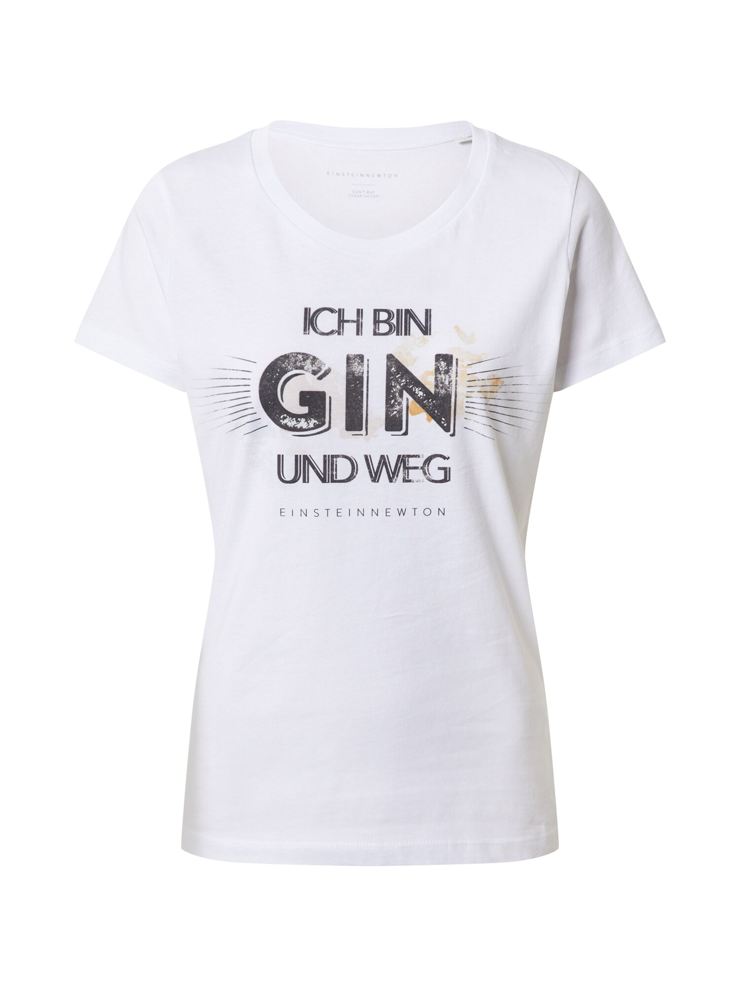 EINSTEIN & NEWTON Póló 'Gin Weg'  arany / fekete / piszkosfehér akciós termékkép 1