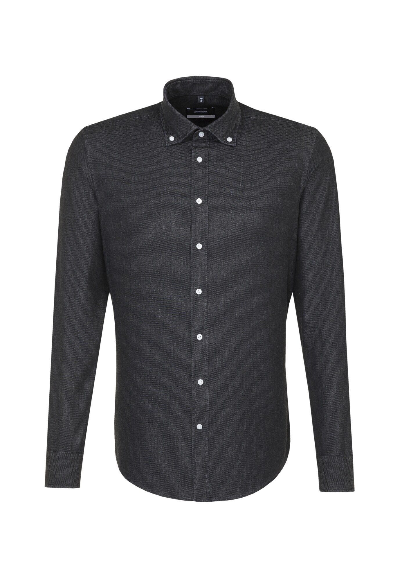 Seidensticker Heren Zakelijk Overhemd Zwart Gemeleerd seidensticker kopen in de aanbieding