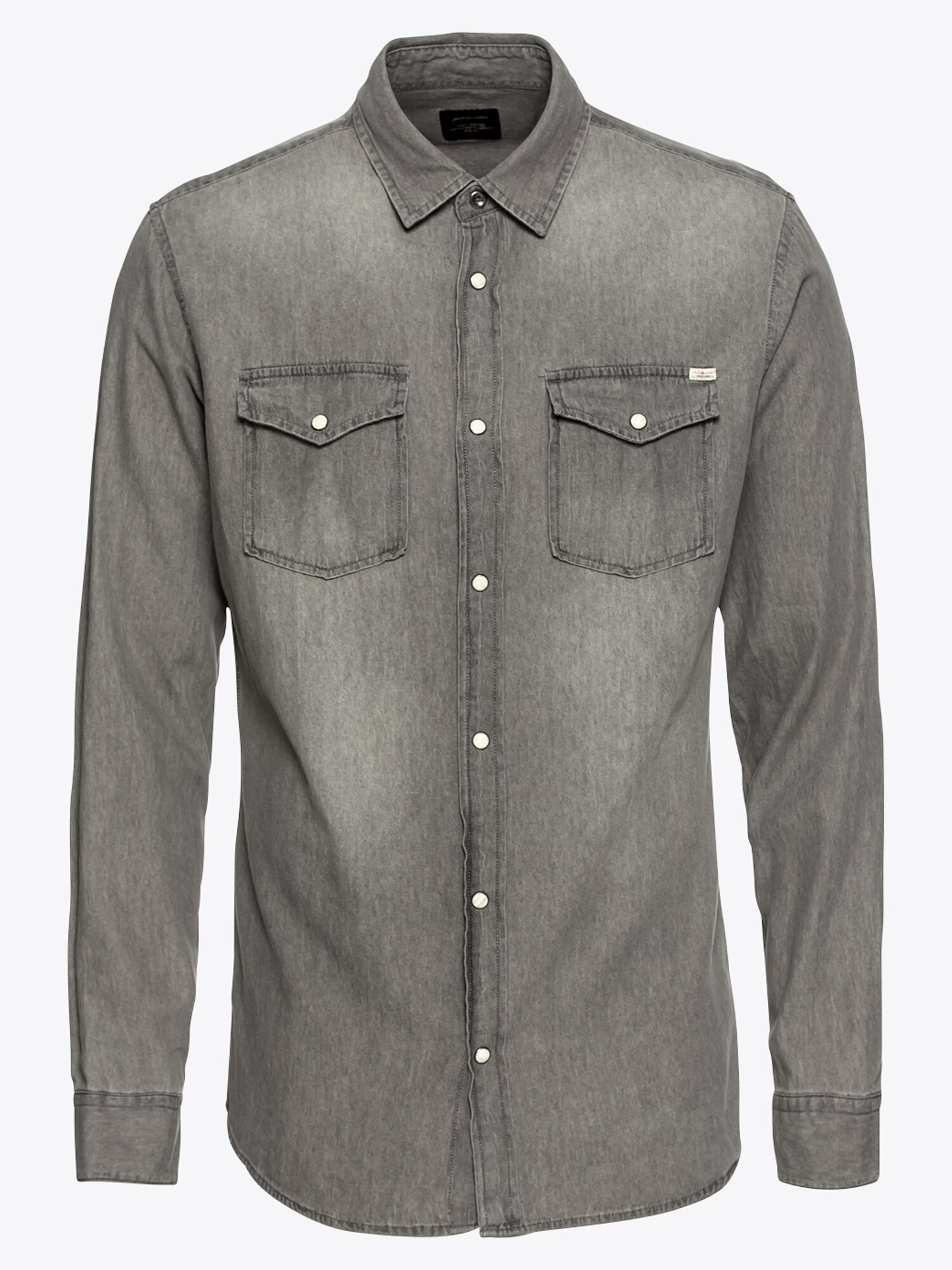 JACK & JONES Dalykiniai marškiniai 'HERIDAN'  pilka / pilko džinso