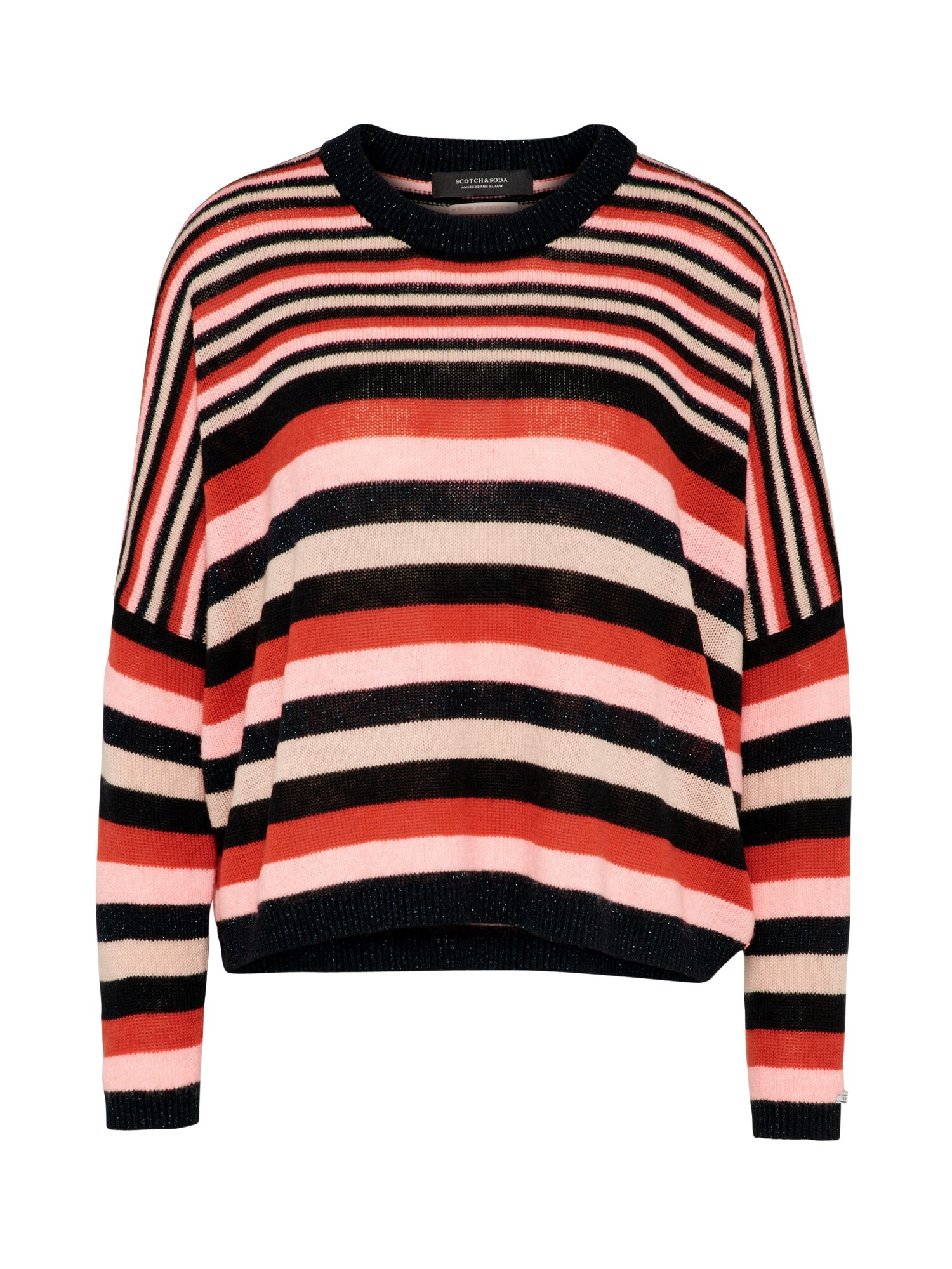 Scotch Soda Dames Trui Poederroze Rood Zwart scotch soda kopen in de aanbieding