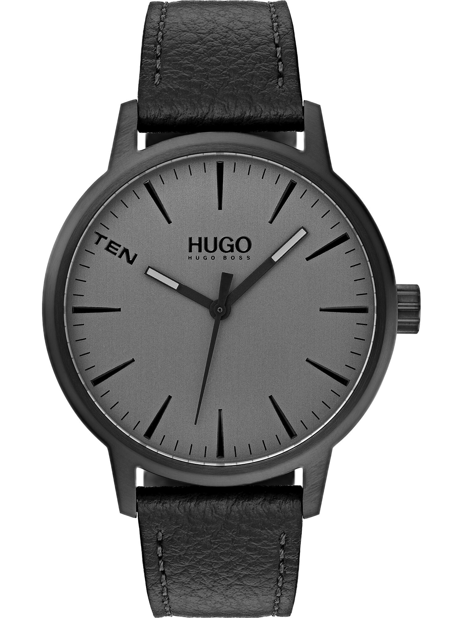 HUGO Uhr grau / schwarz