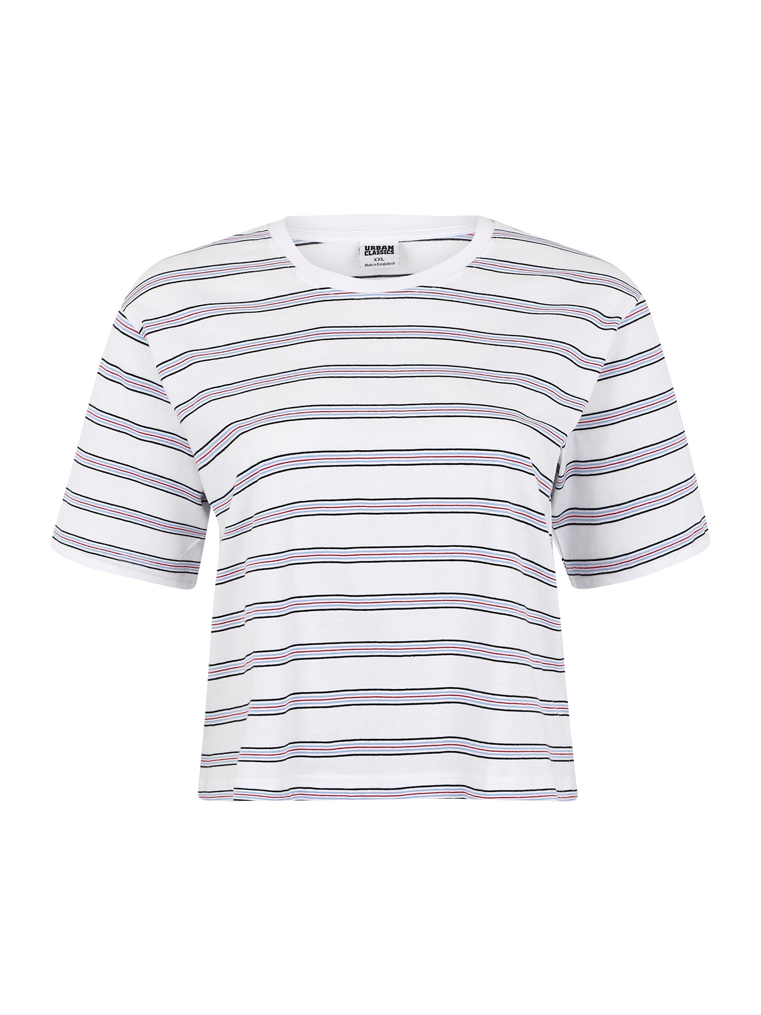 Urban Classics Curvy Dames Shirt Blauw Zwart Wit urban classics curvy kopen in de aanbieding