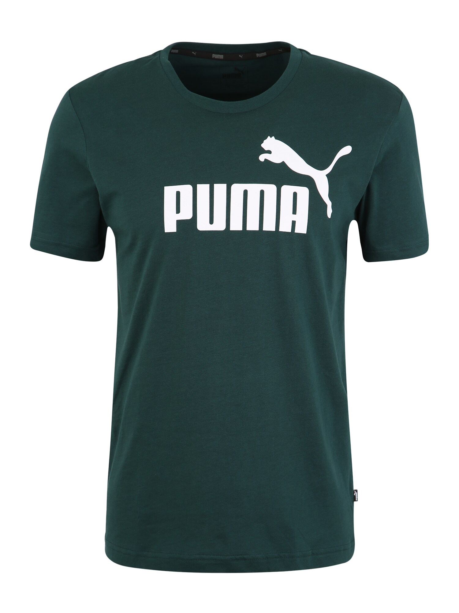 Puma Heren Functioneel Shirt Ess Logo Tee Donkergroen Wit puma kopen in de aanbieding