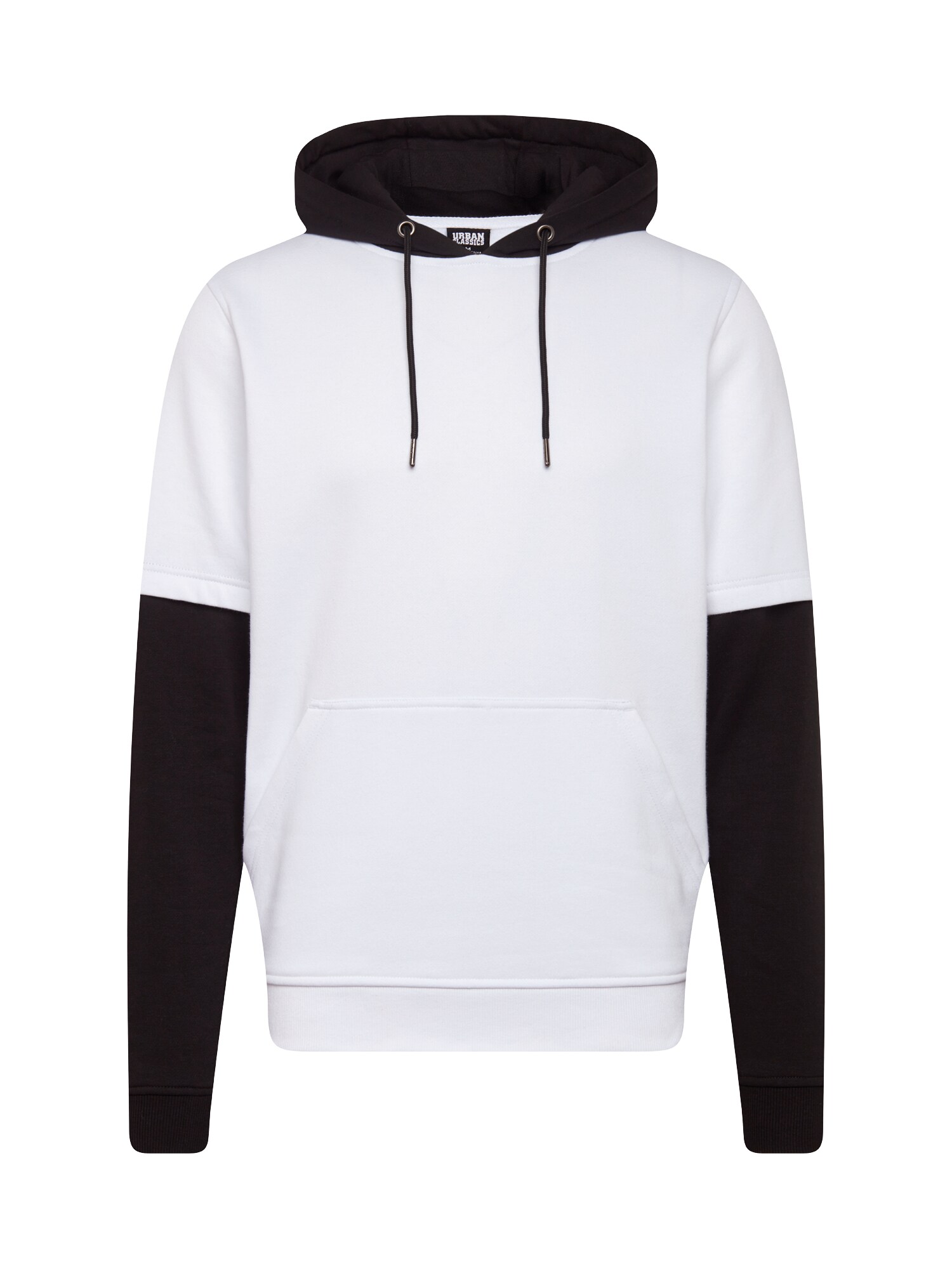 Urban Classics Heren Sweatshirt Double Layer Hoody Zwart Wit urban classics kopen in de aanbieding