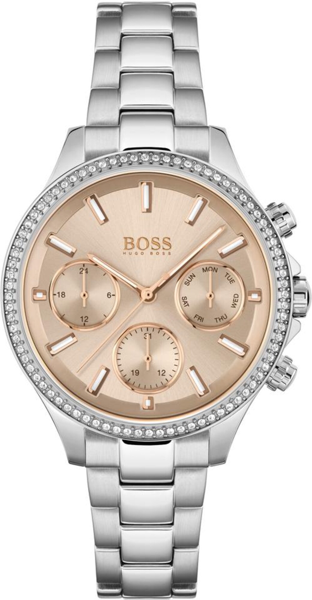 BOSS Analoginis (įprastinio dizaino) laikrodis 'HERA'  sidabrinė / rožinio aukso spalva / balta