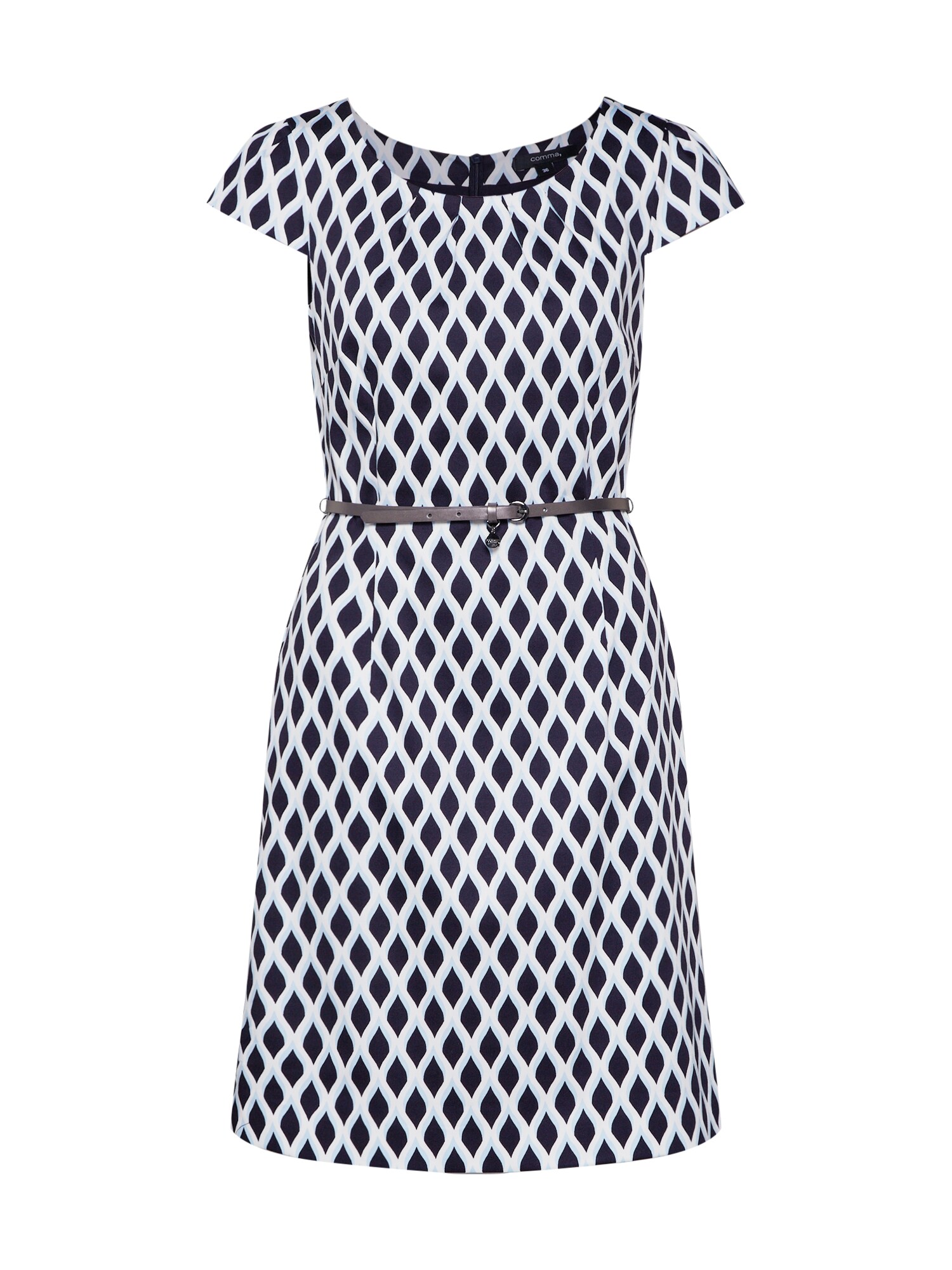 Comma Dames Jurk Kleid Kurz Donkerblauw Wit comma kopen in de aanbieding