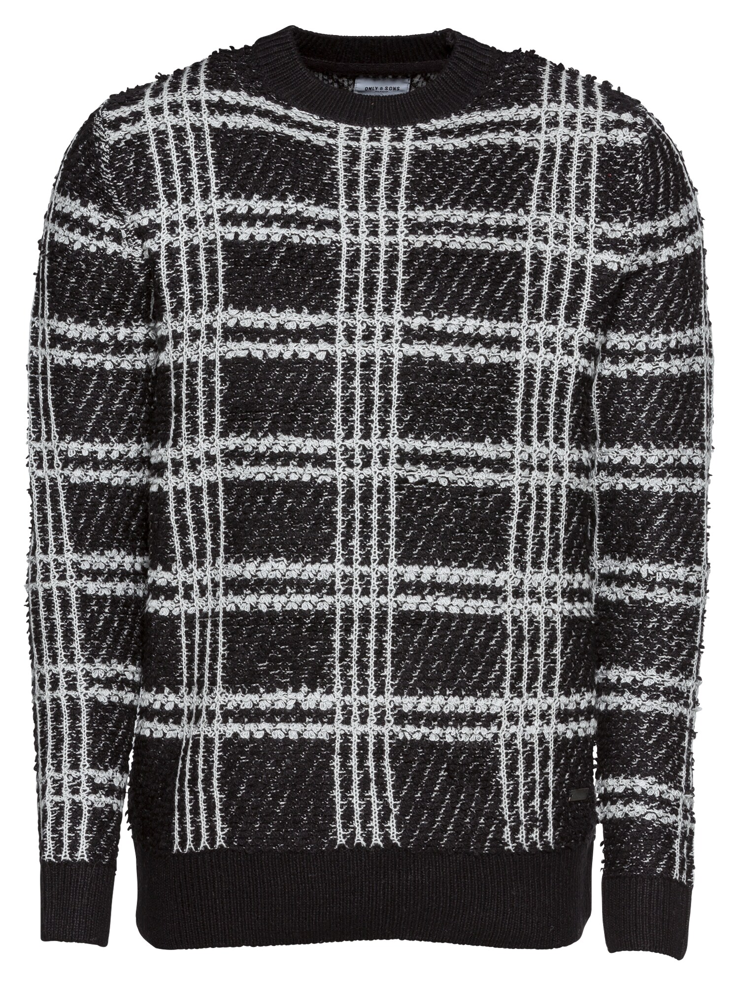 Only Sons Heren Trui Onskenny 7 Structure Jaquard Crew Neck Zwart Wit only sons kopen in de aanbieding