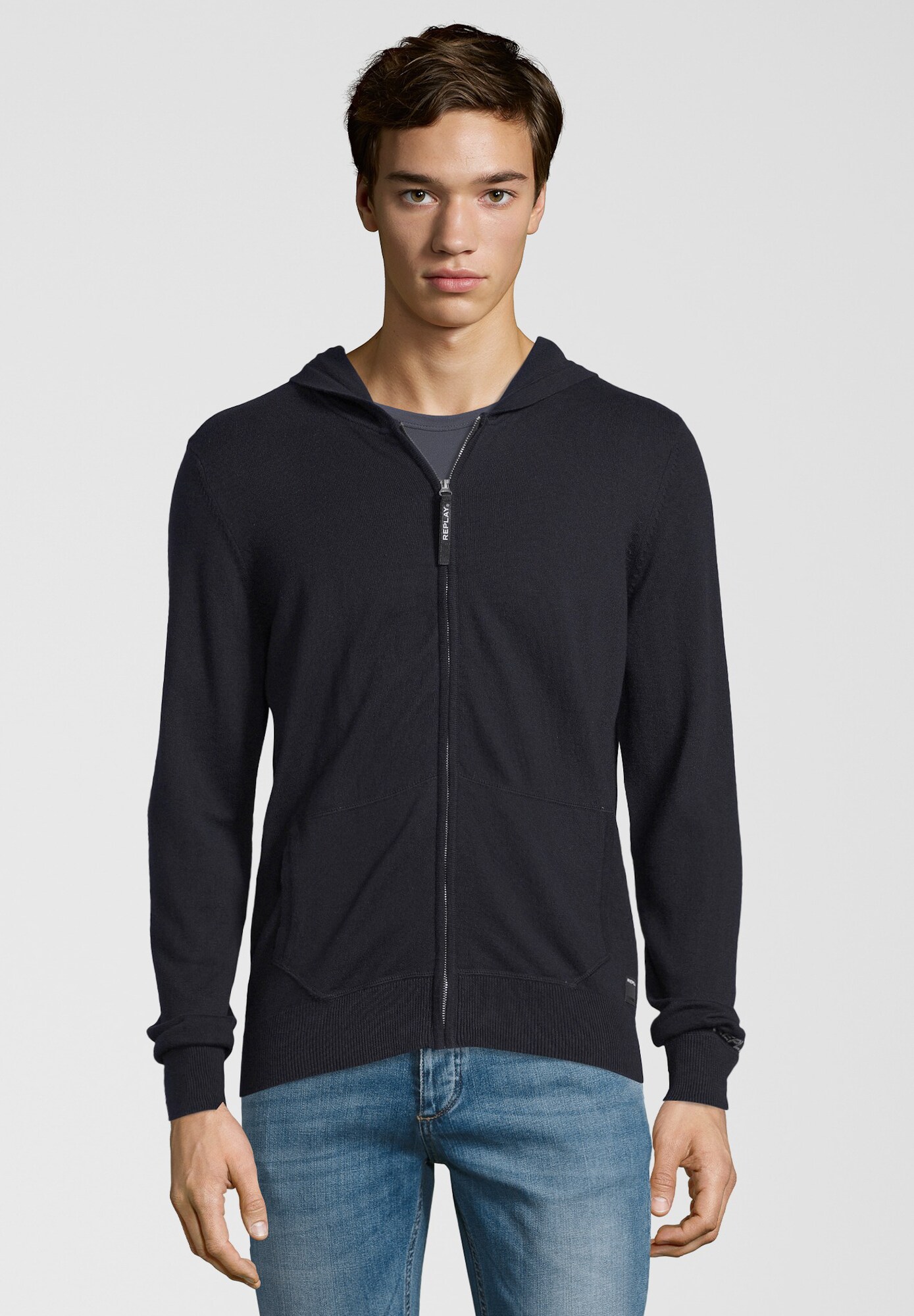 Replay Heren Gebreid Vest Blauw Marine replay kopen in de aanbieding