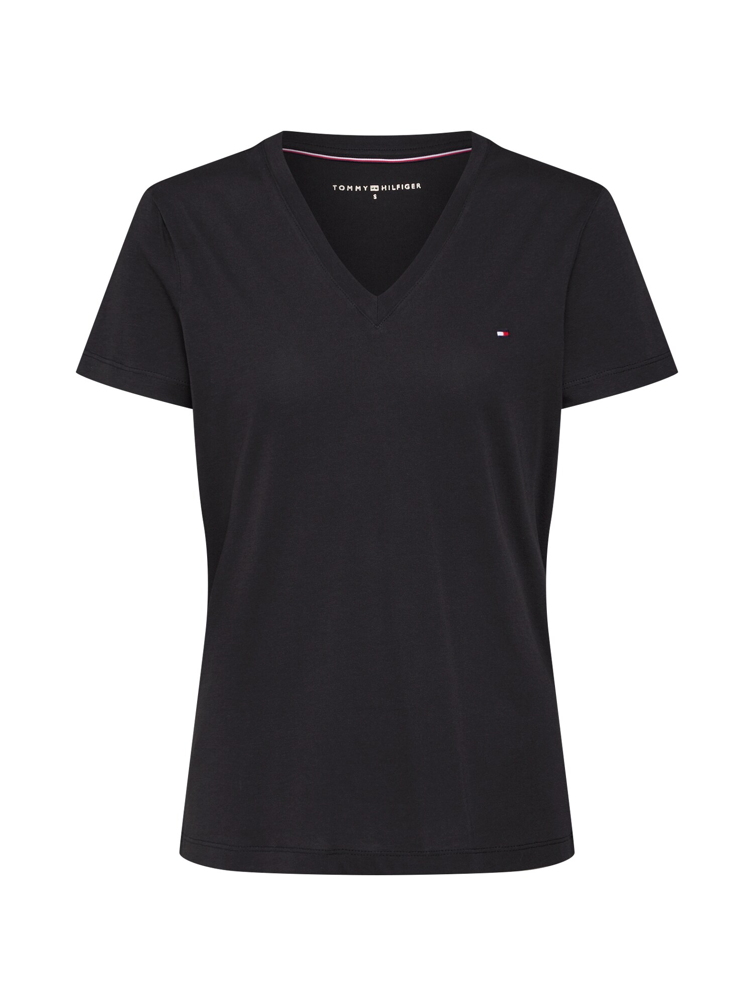 TOMMY HILFIGER Marškinėliai 'HERITAGE V-NECK TEE'  juoda