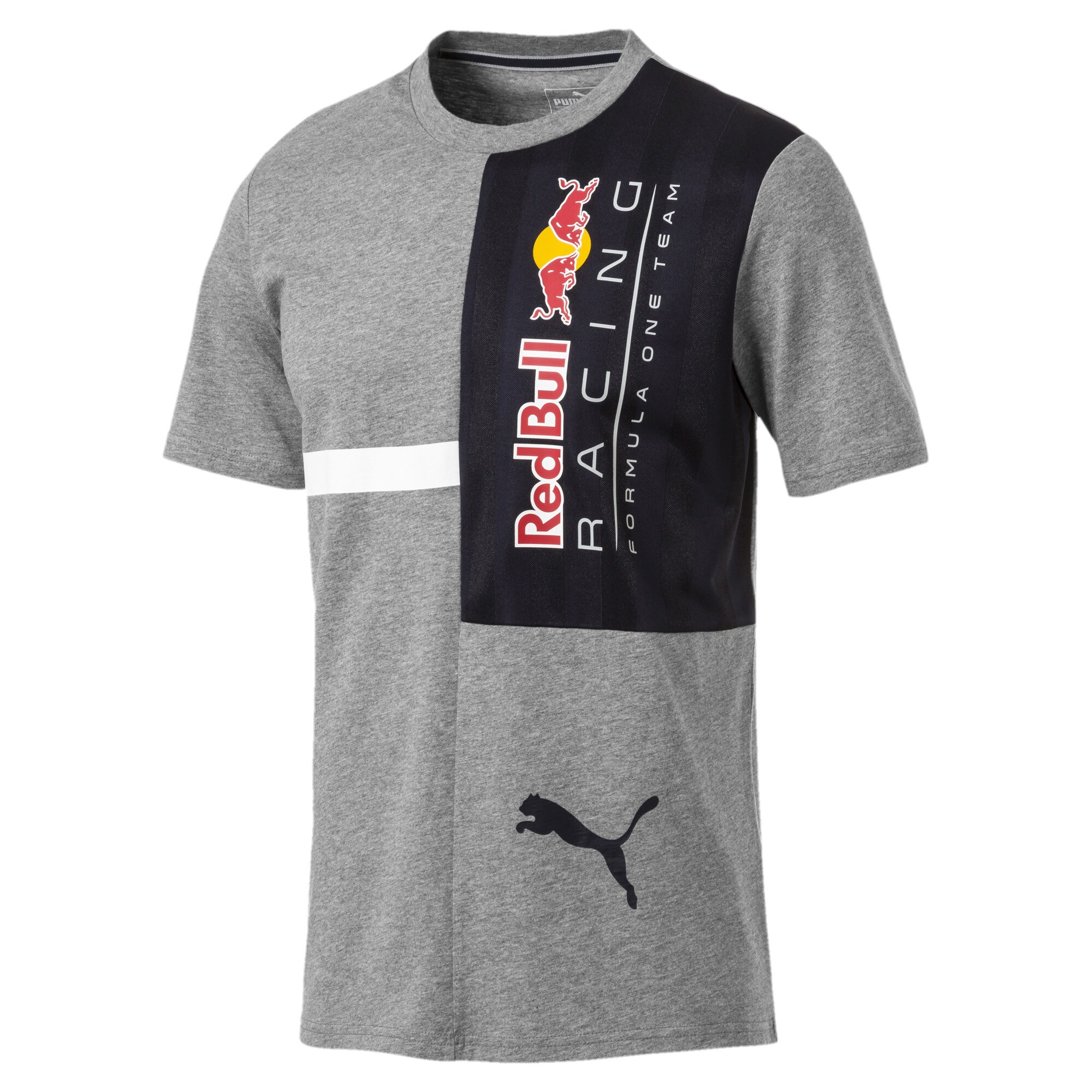 Puma Heren Functioneel Shirt Grijs Gemeleerd Vuurrood Zwart Wit puma kopen in de aanbieding