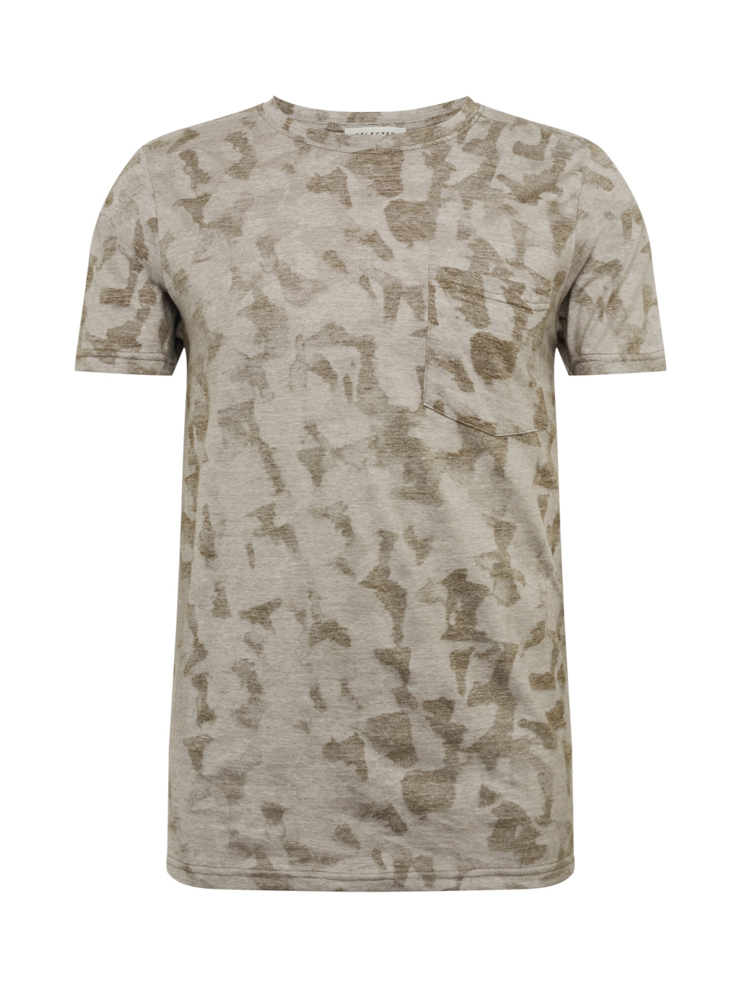 Selected Homme Heren Shirt Slhcamo Beige Olijfgroen selected homme kopen in de aanbieding
