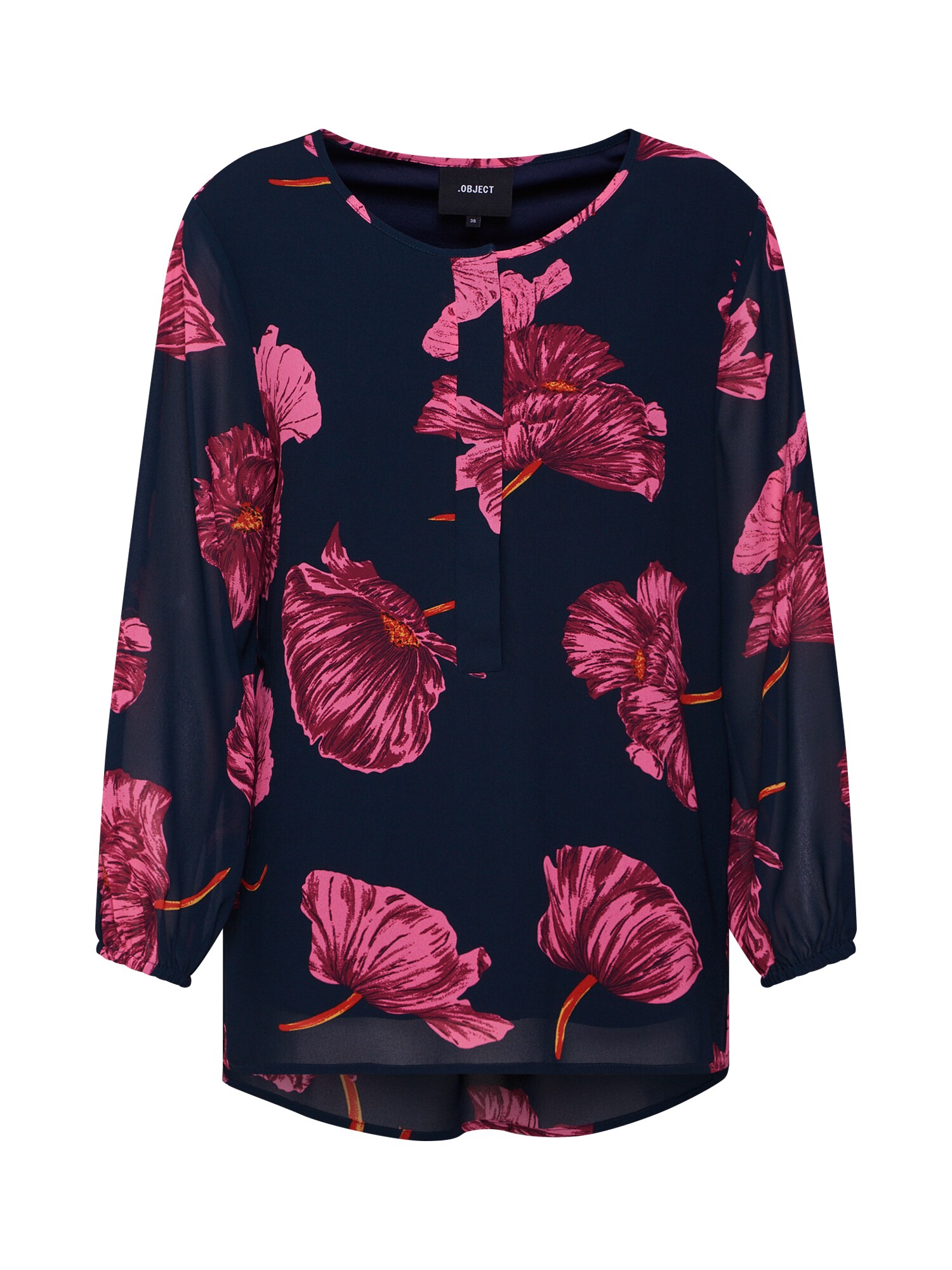 Object Dames Blouse Objmarquita Ls Donkerblauw Pink object kopen in de aanbieding