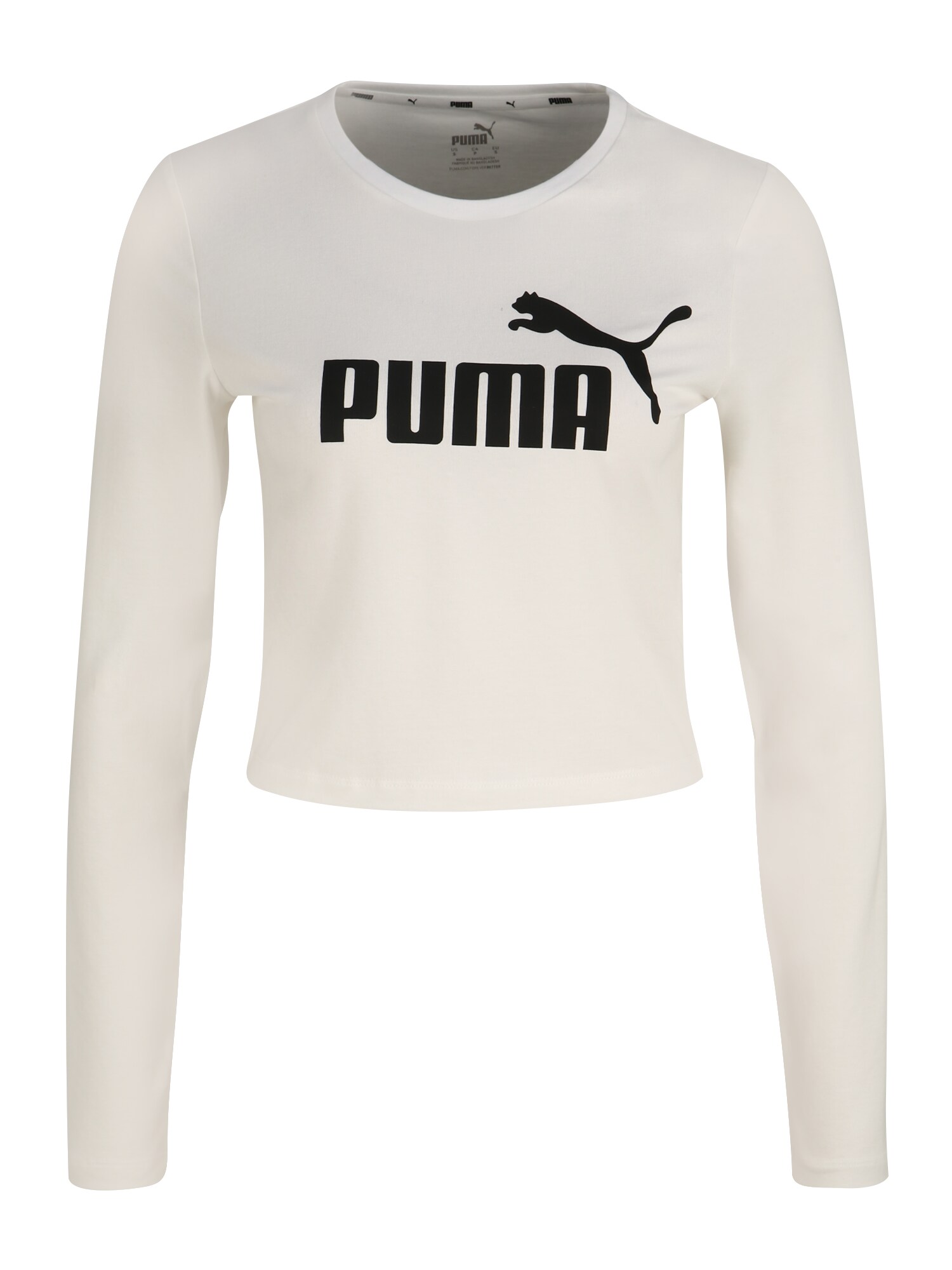 PUMA Sportiniai marškinėliai 'ESS+'  balta / juoda