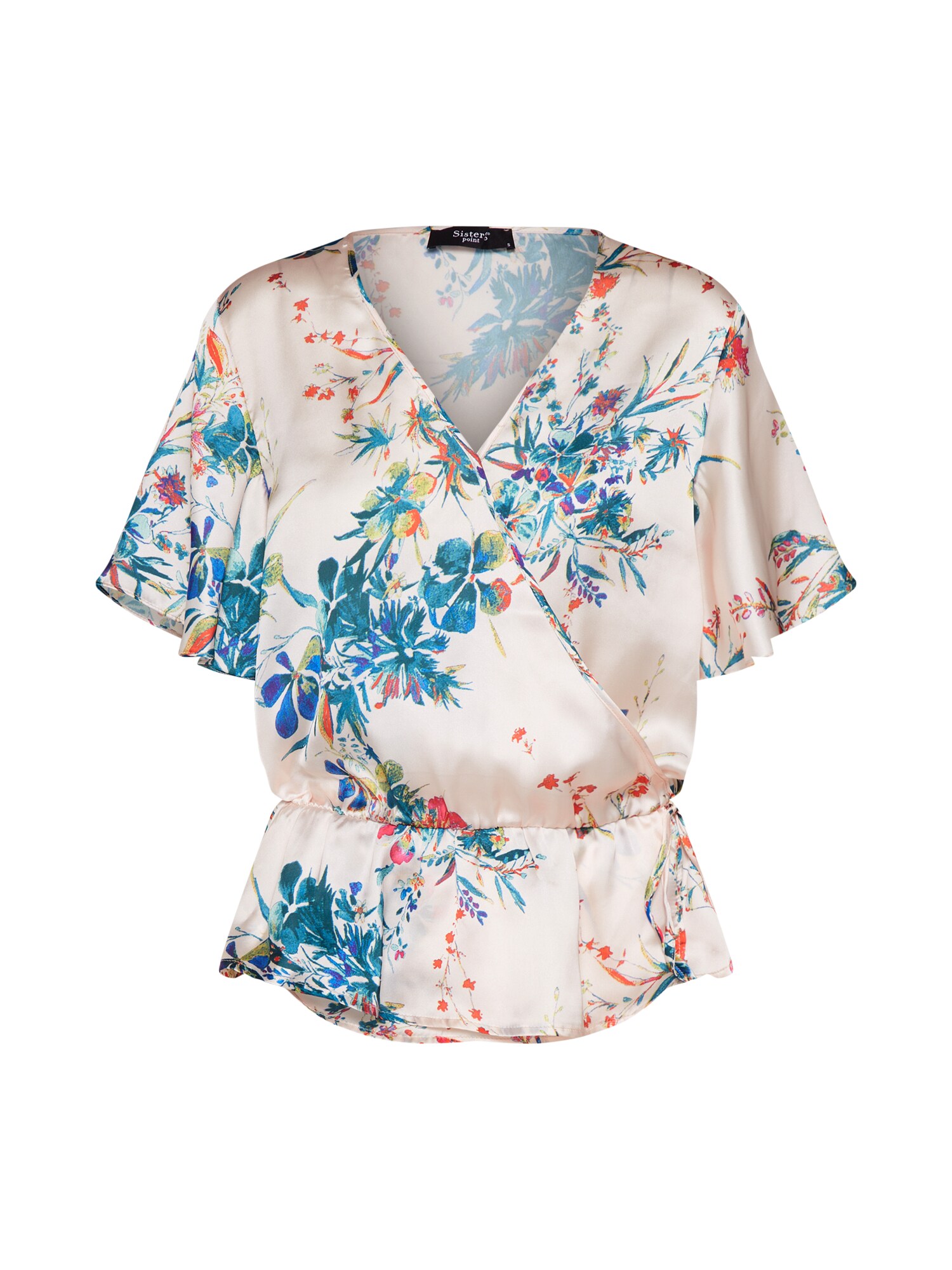 Sisters Point Dames Blouse Effo Ss Beige Lichtblauw Rosa sisters point kopen in de aanbieding