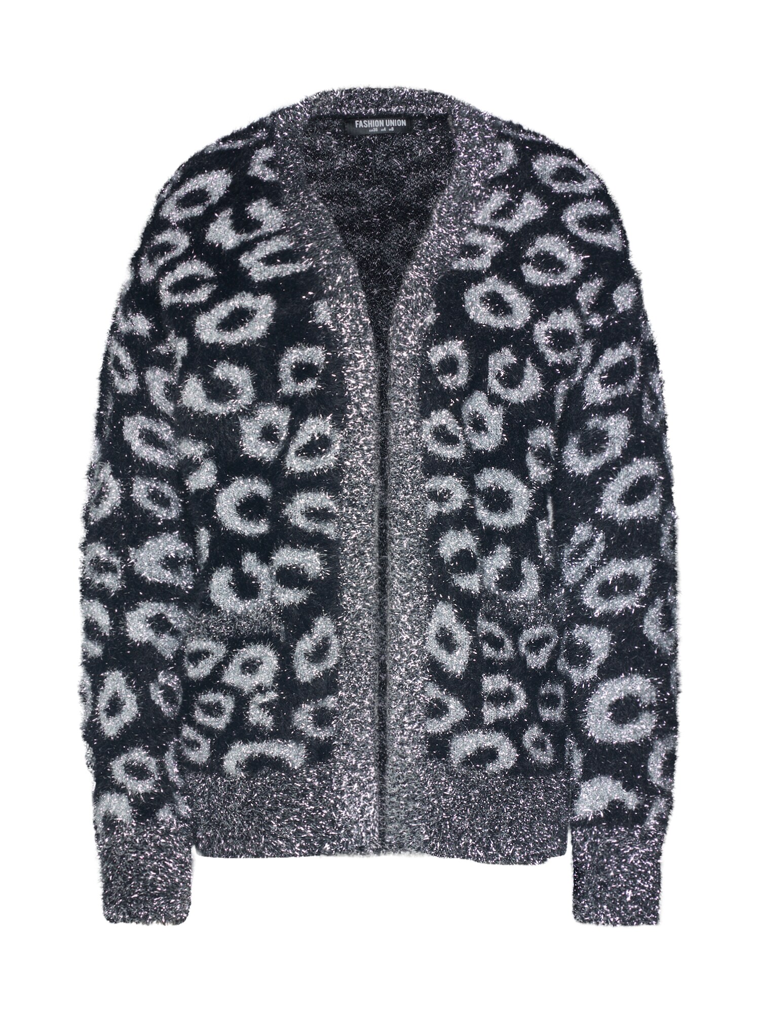 Fashion Union Megztinis 'ROLF'  pilka / juoda / balta