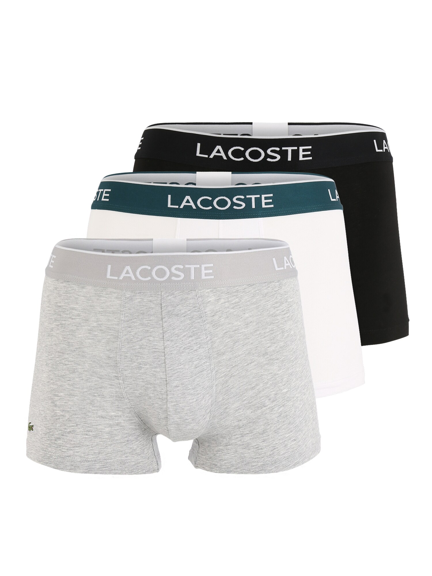 LACOSTE Boxerky  sivá melírovaná / petrolejová / čierna / biela