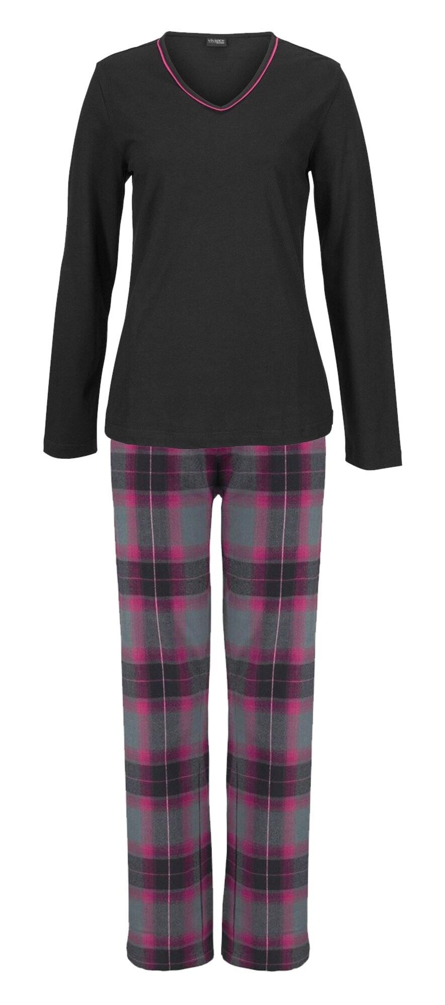 Lascana Dames Pyjama Grijs Lila Zwart lascana kopen in de aanbieding