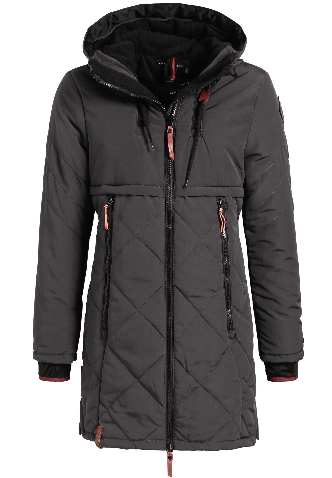 Khujo Dames Tussenparka Nahla Grey Denim Pastelrood Zwart khujo kopen in de aanbieding