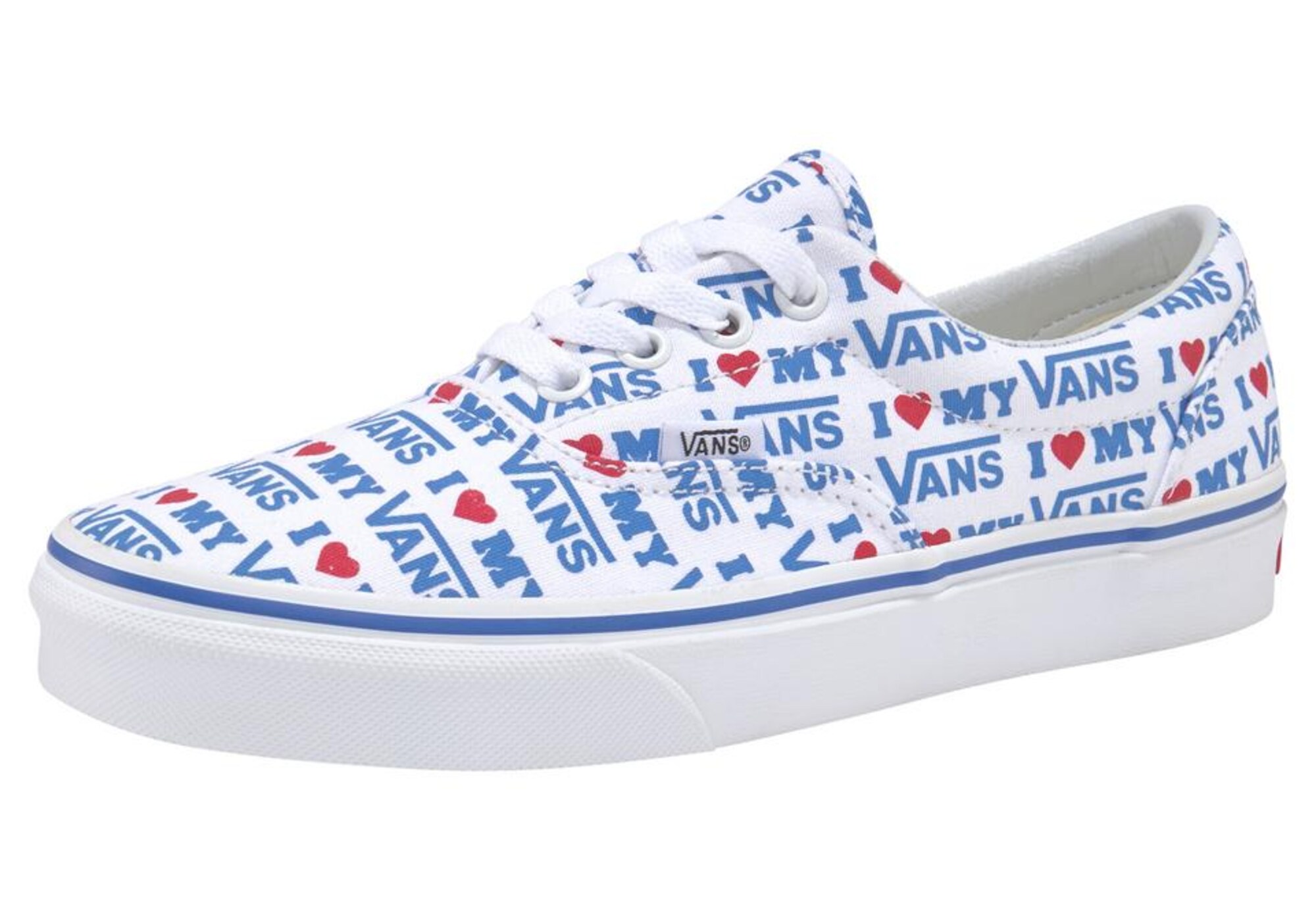 Vans Dames Sneakers Laag Era Blauw Rood Wit vans kopen in de aanbieding
