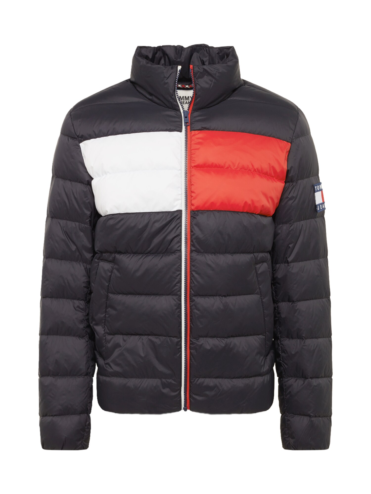 Tommy Jeans Winterjacke ''''TJM ESSENTIAL DOWN'''' schwarz / weiß / rot