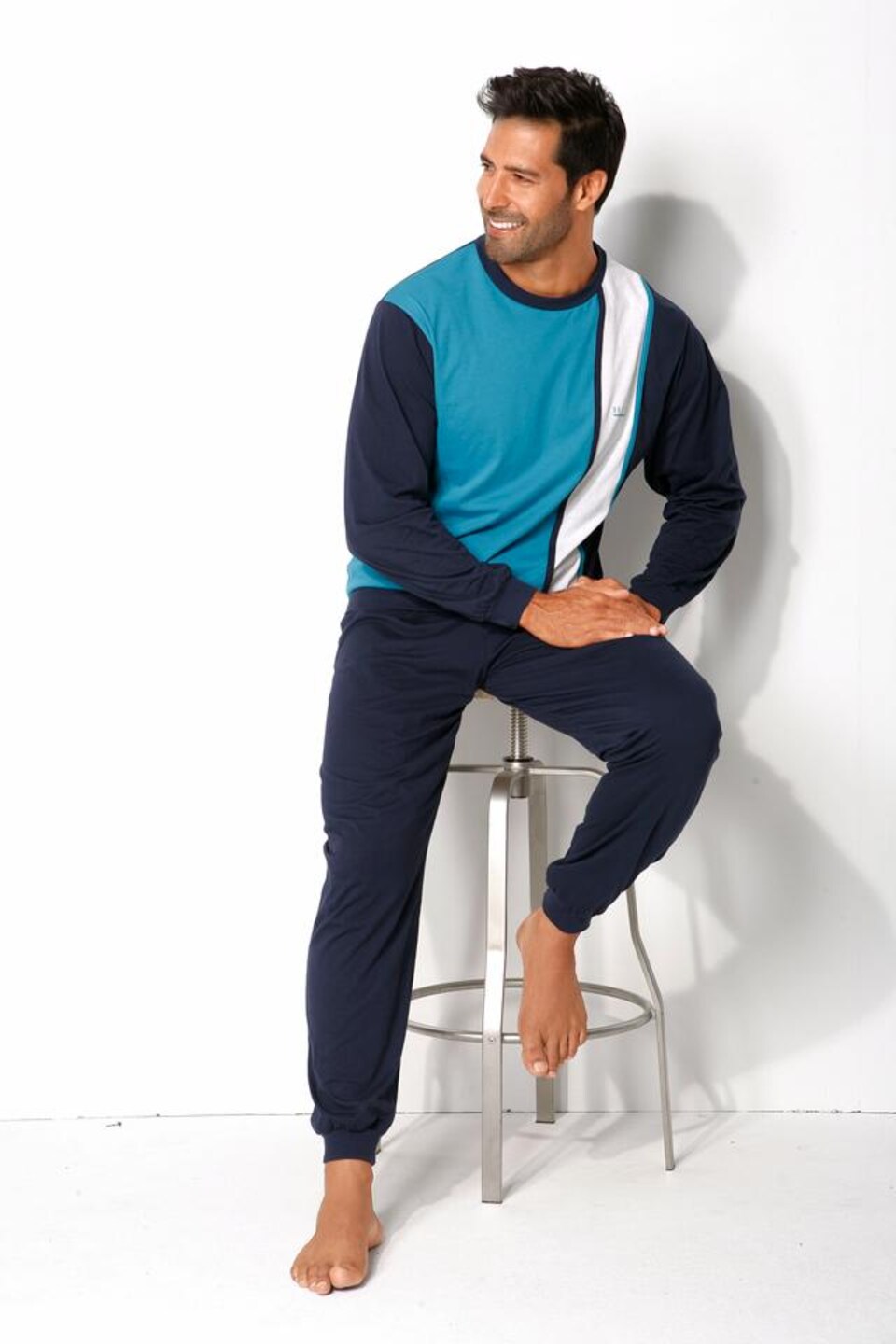 Pyjamas lång marinblå / turkos