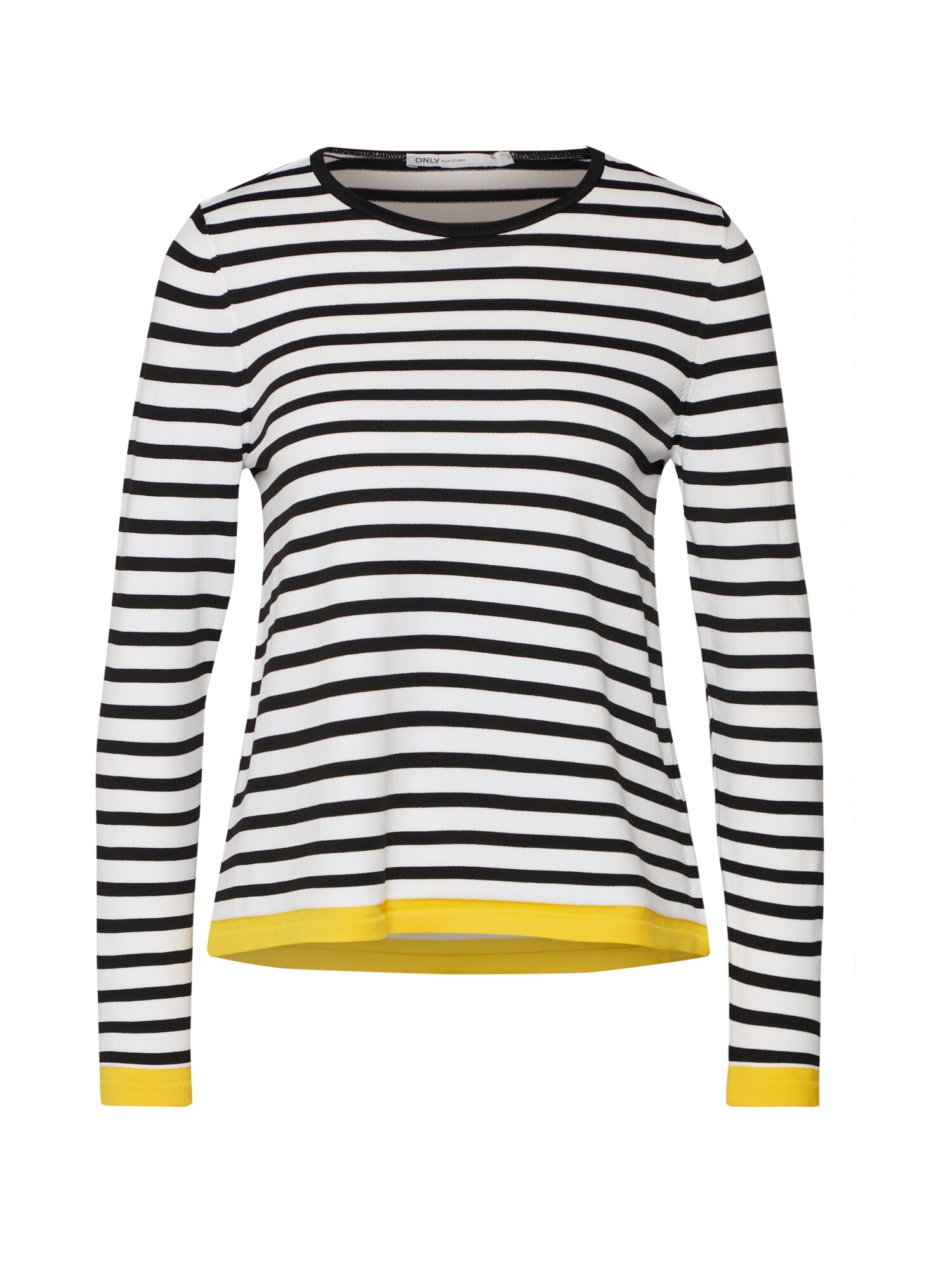 Only Dames Trui Suzana Geel Zwart Wit only kopen in de aanbieding