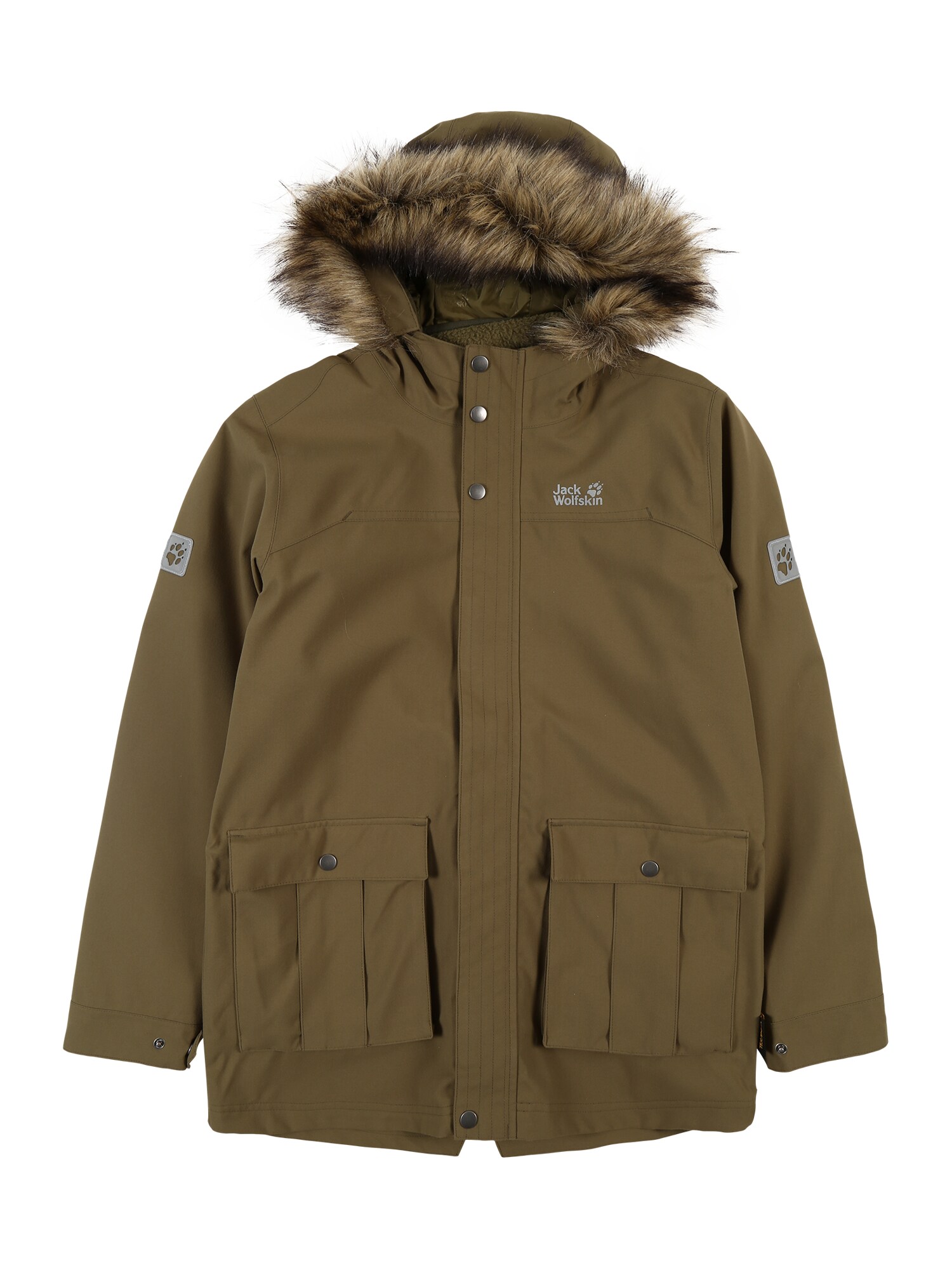 JACK WOLFSKIN Žieminė striukė 'ISLAND'  alyvuogių spalva