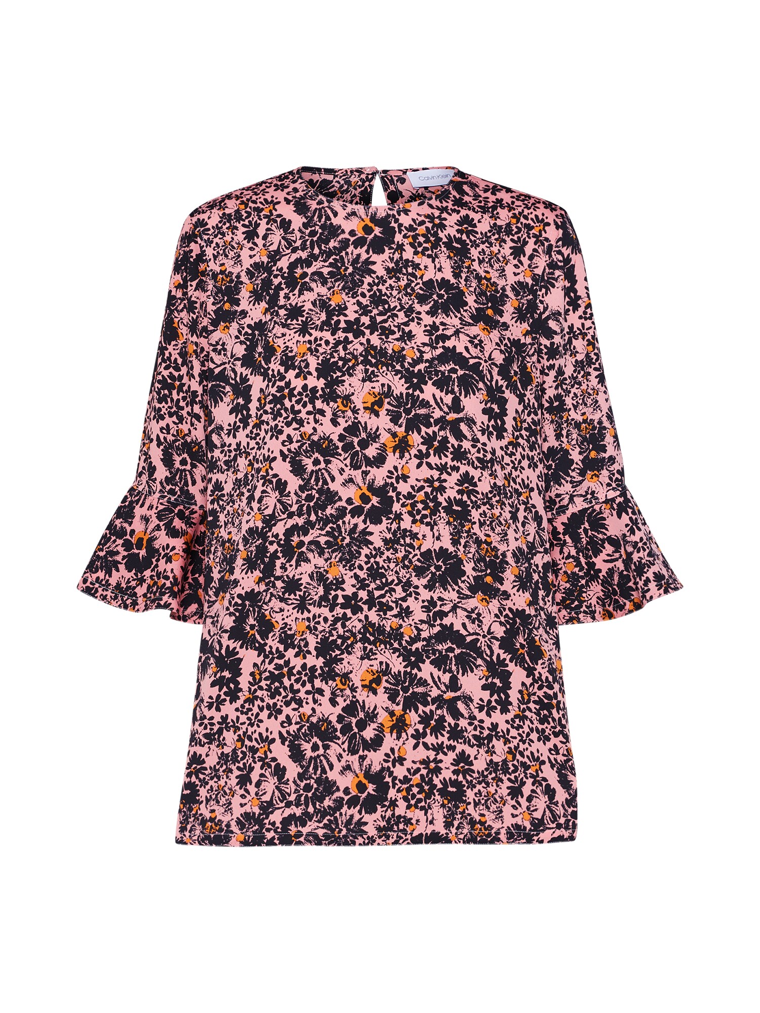 Calvin Klein Dames Blouse Sinaasappel Rosa Zwart calvin klein kopen in de aanbieding