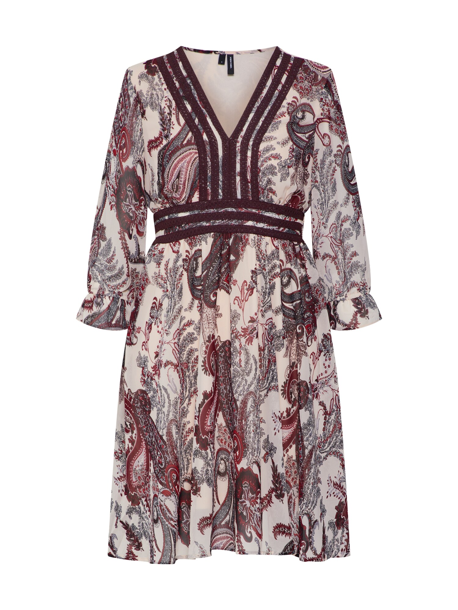 Vero Moda Dames Jurk Vmisabella 34 Emb Dress Beige Wijnrood vero moda kopen in de aanbieding
