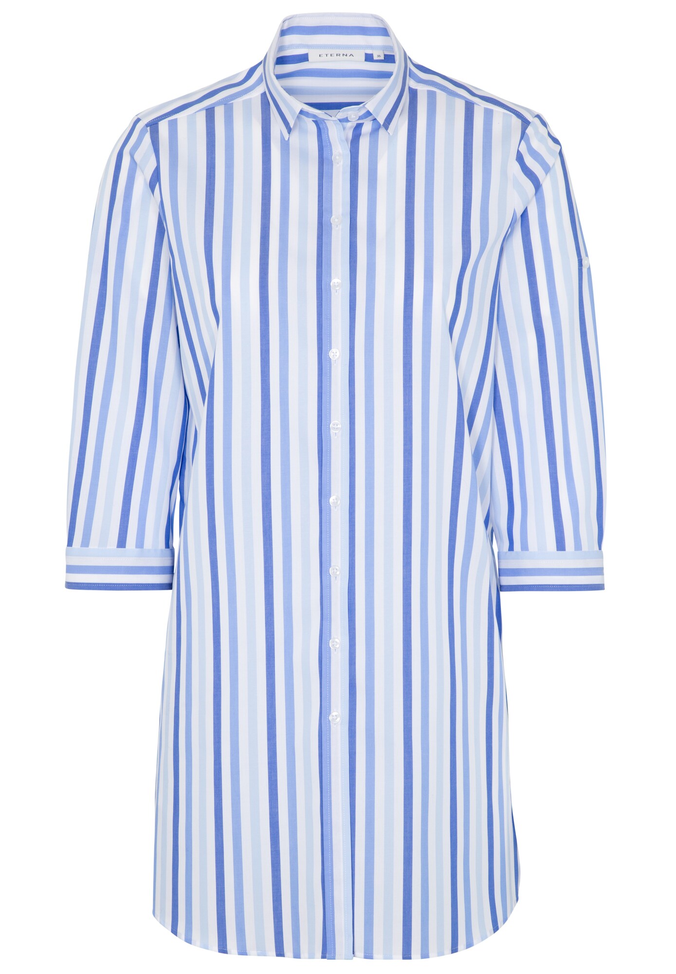 Eterna Dames Blousejurk Smoky Blue Royal Bluekoningsblauw Lichtblauw Wit eterna kopen in de aanbieding