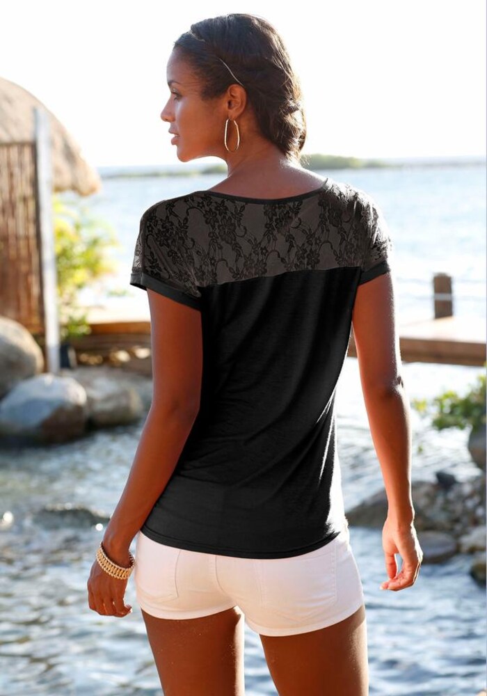 LASCANA Strandshirt Damen Größe L schwarz