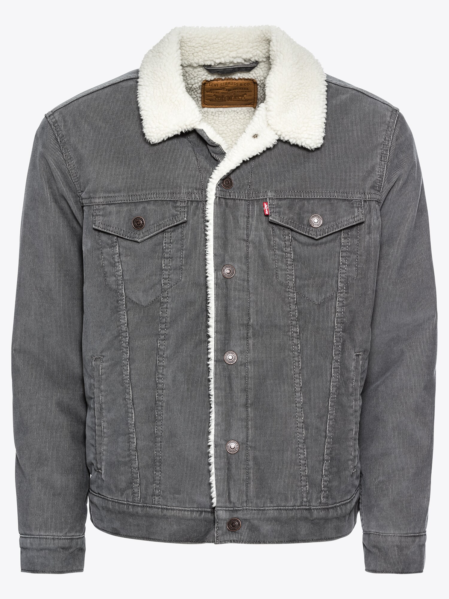 Levis Heren Tussenjas Type 3 Sherpa Trucker Rookgrijs Wolwit levis kopen in de aanbieding