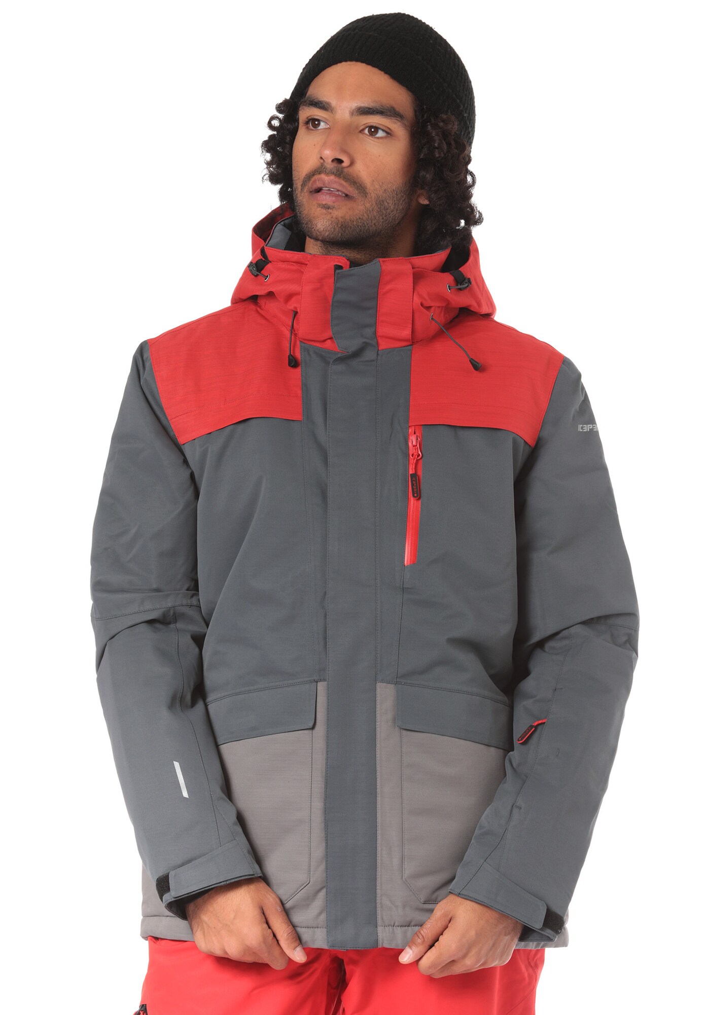 Icepeak Heren Winterjas Kanye Grijs Donkergrijs Lichtrood icepeak kopen in de aanbieding