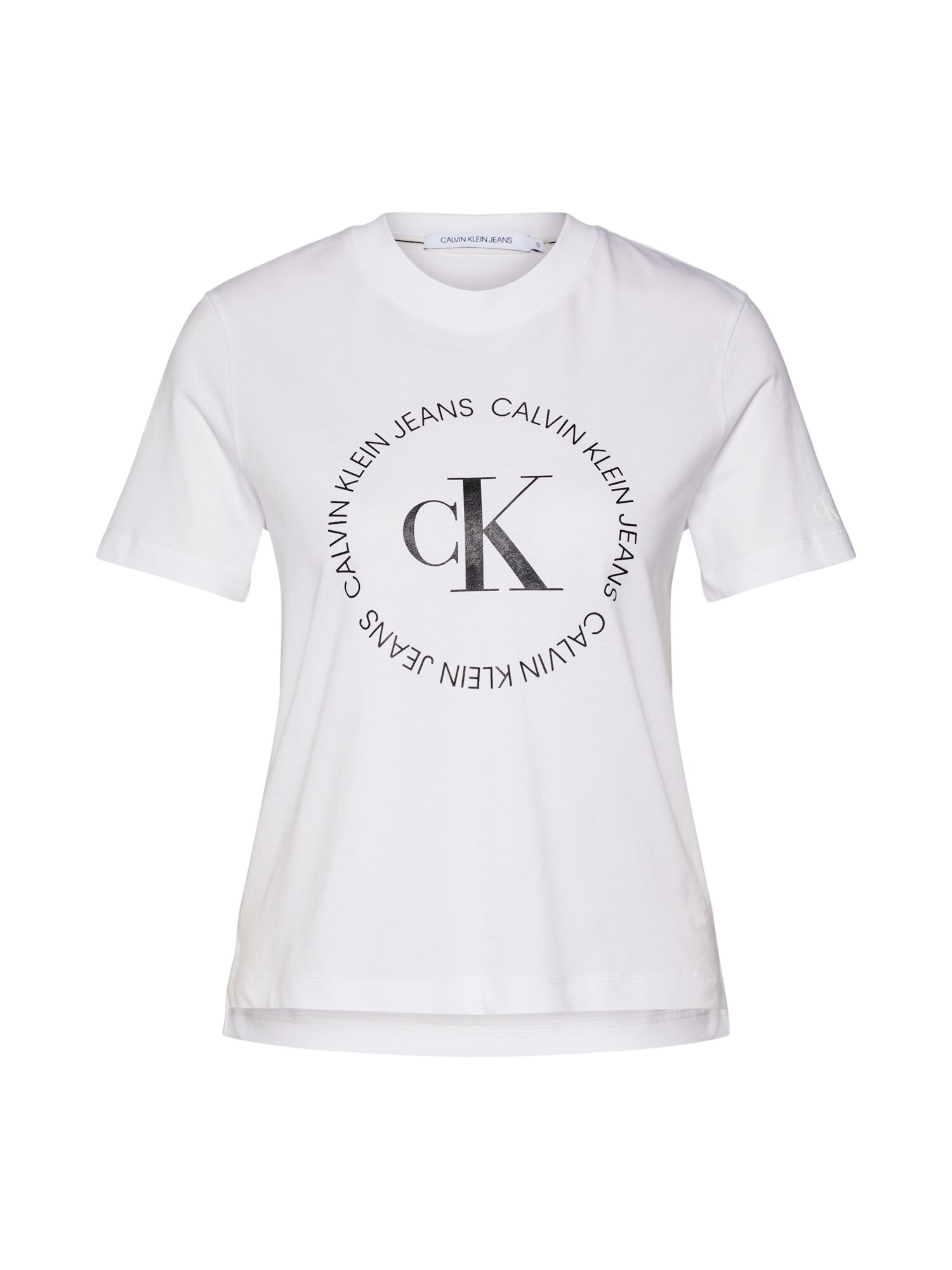 Calvin Klein Jeans Marškinėliai 'ROUND'  juoda / balta