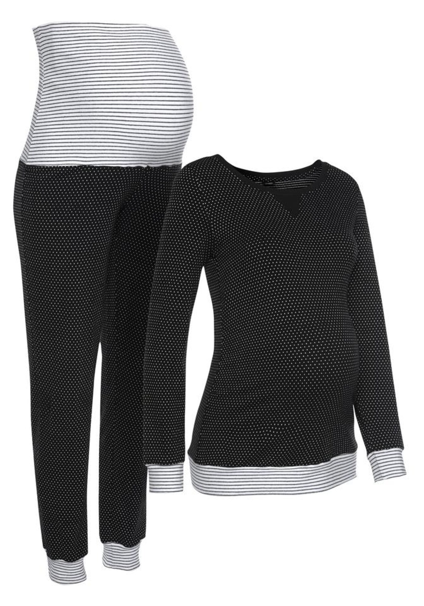 VIVANCE Pijama  negru / alb