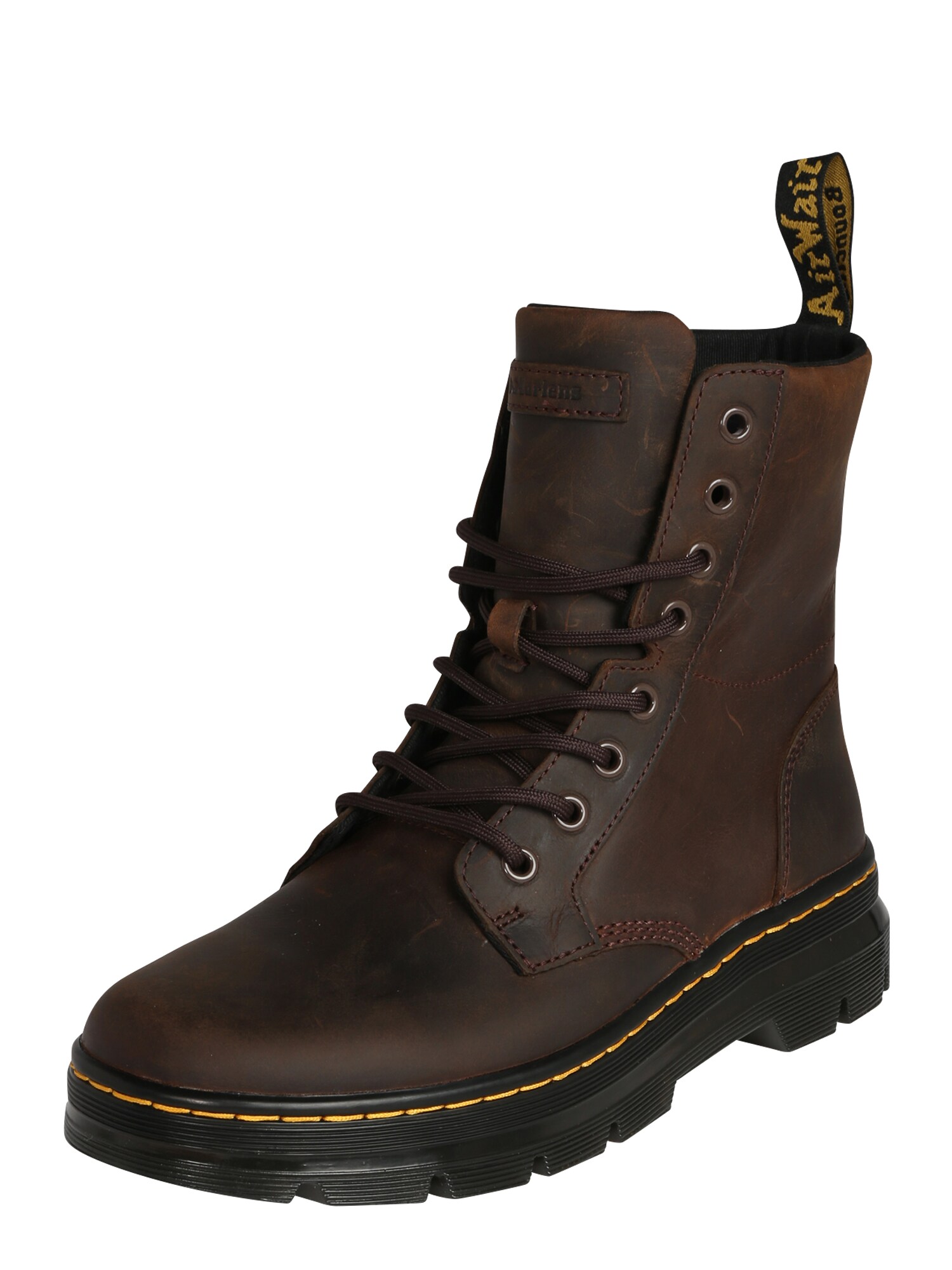 Dr. Martens Botas con cordones 'Combs'  marrón oscuro / amarillo