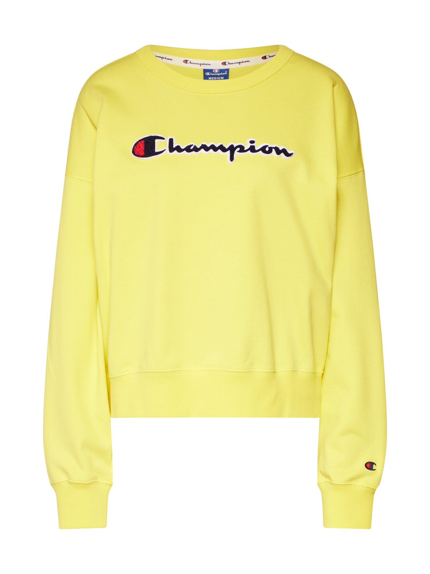Champion Authentic Athletic Apparel Dames Sweatshirt Rochester Crewneck Navy Geel Rood champion authentic athletic apparel kopen in de aanbieding