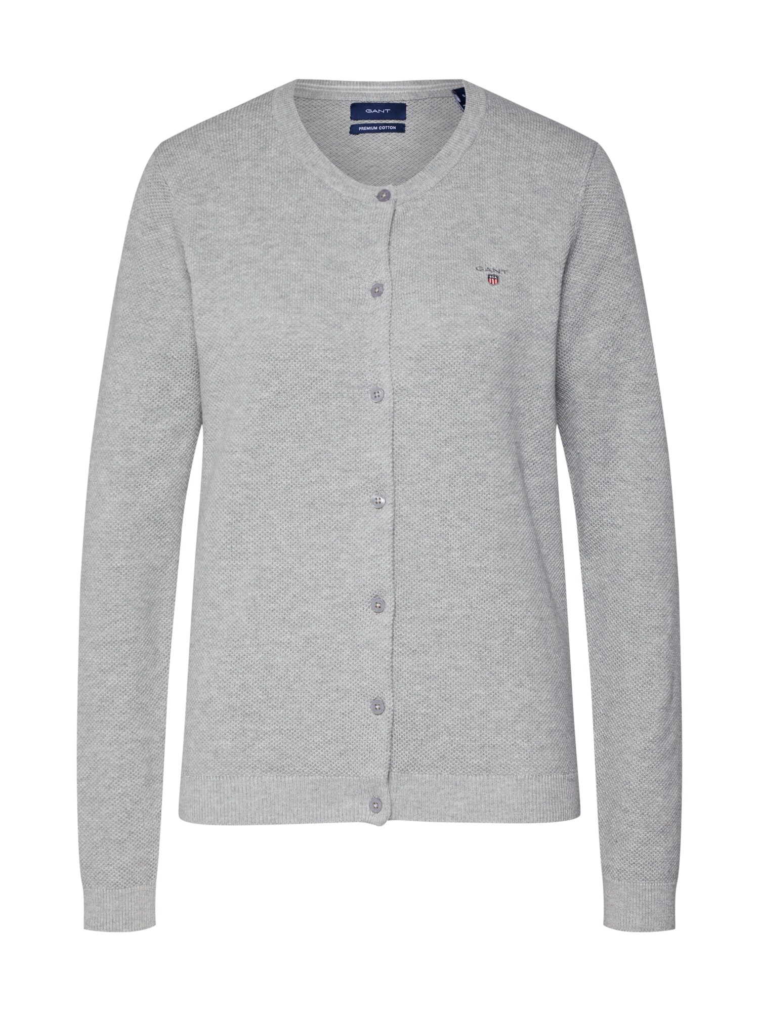 Gant Dames Gebreid Vest Grijs Gemeleerd gant kopen in de aanbieding