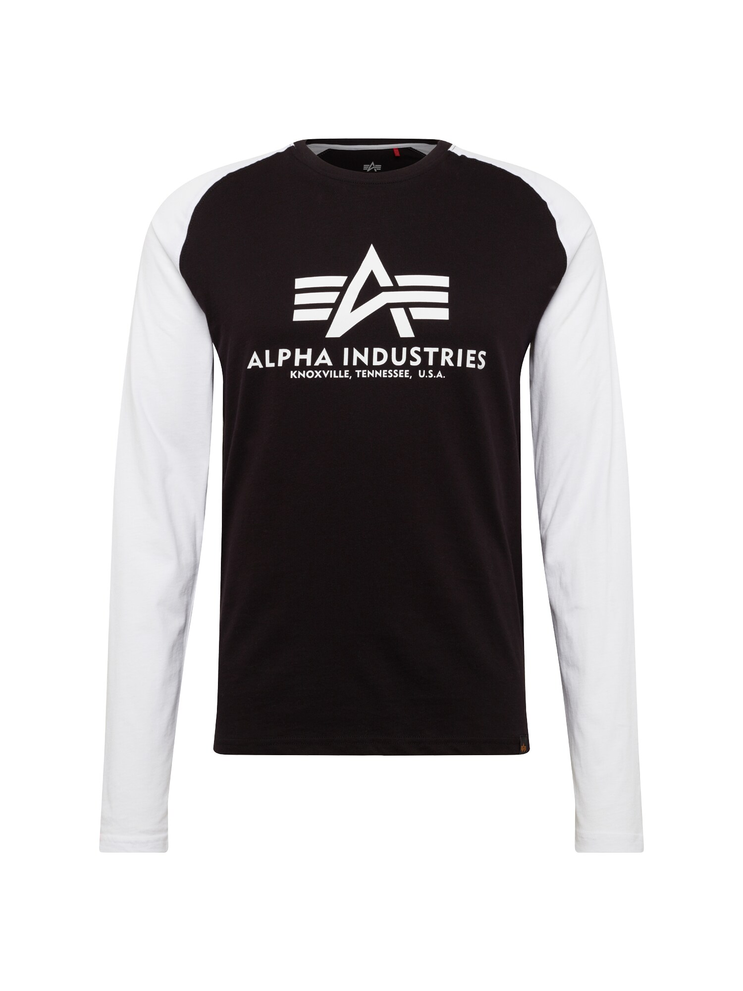 ALPHA INDUSTRIES Tričko 'Basic LS'  čierna / biela