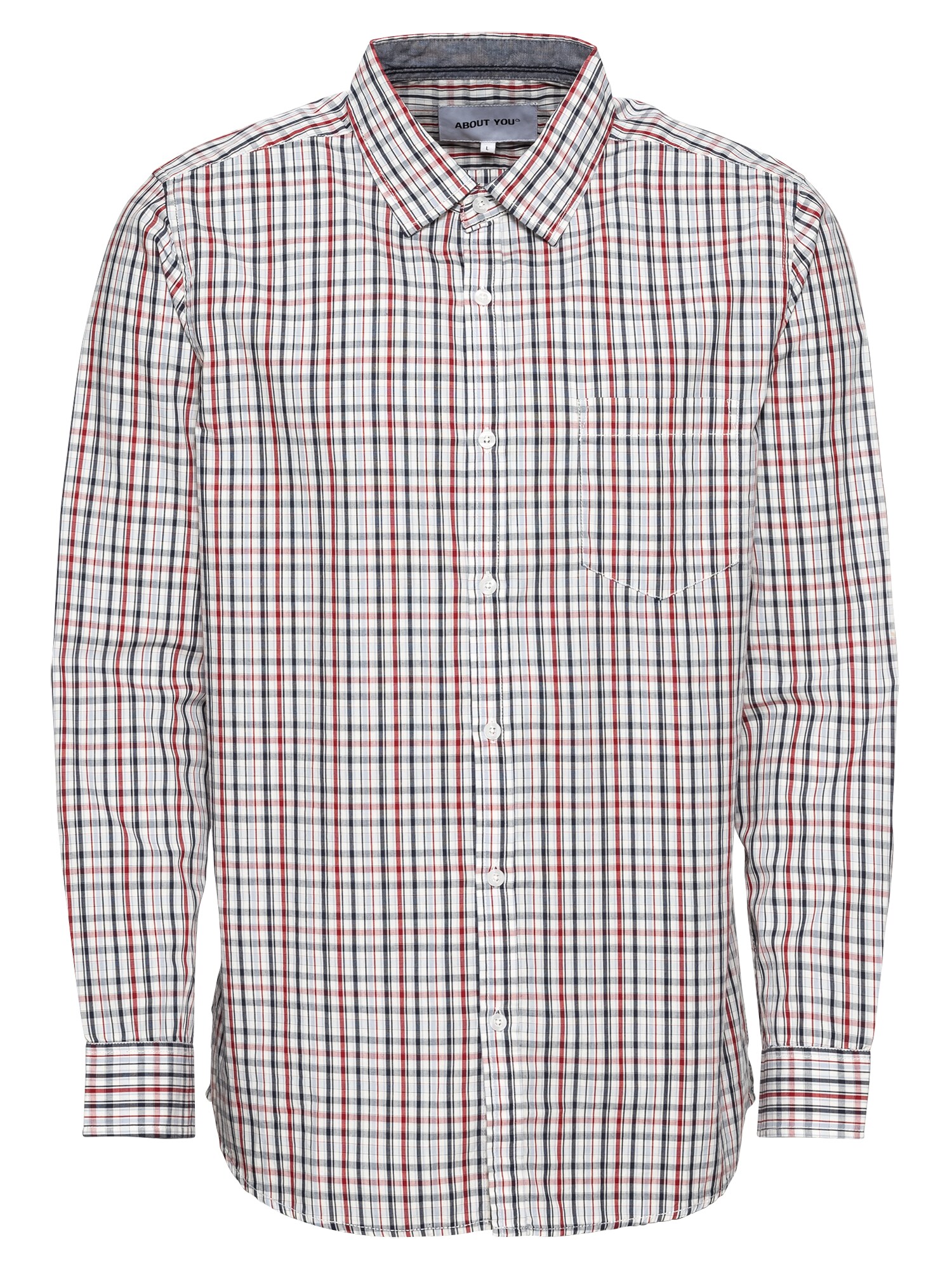 About You Heren Overhemd Milan Lichtgrijs Rood about you kopen in de aanbieding