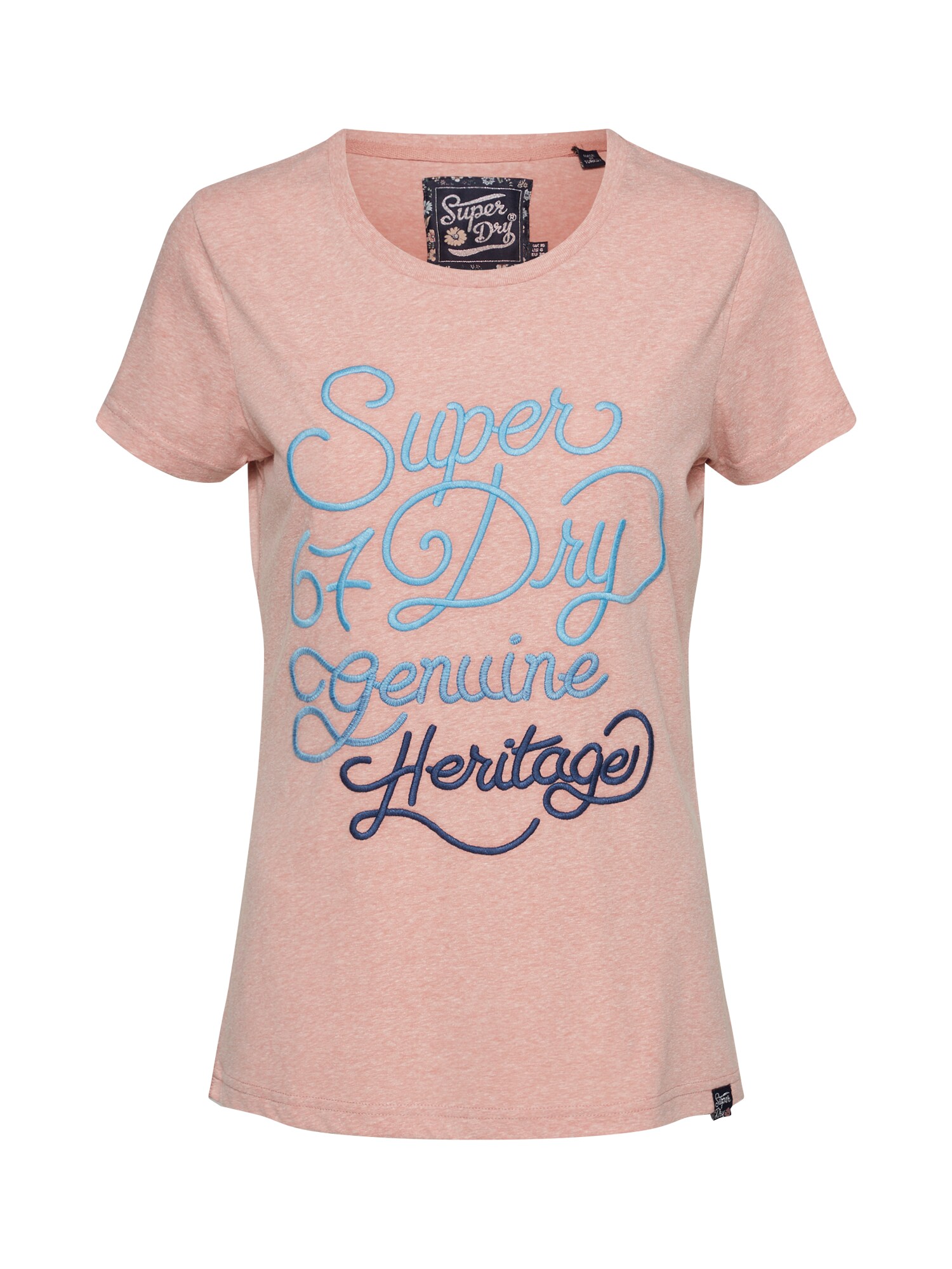Superdry Dames Shirt 67 Genuine Fade Embroidery Entry Tee Blauw Rose superdry kopen in de aanbieding